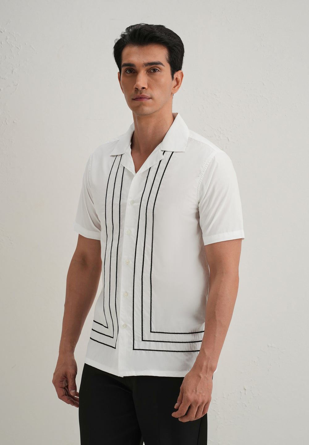 White Line Embroidery Shirt