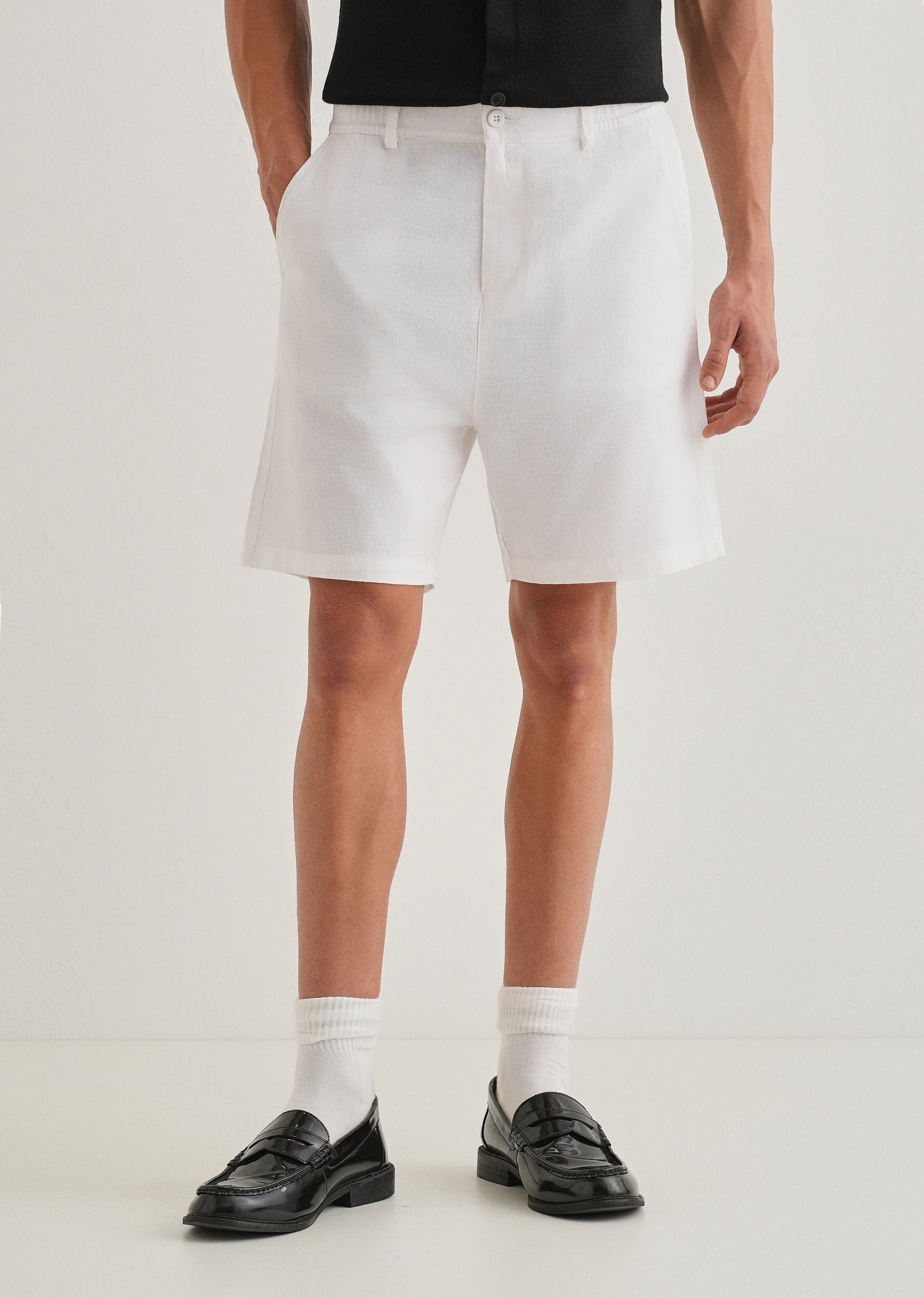 White Linen Shorts