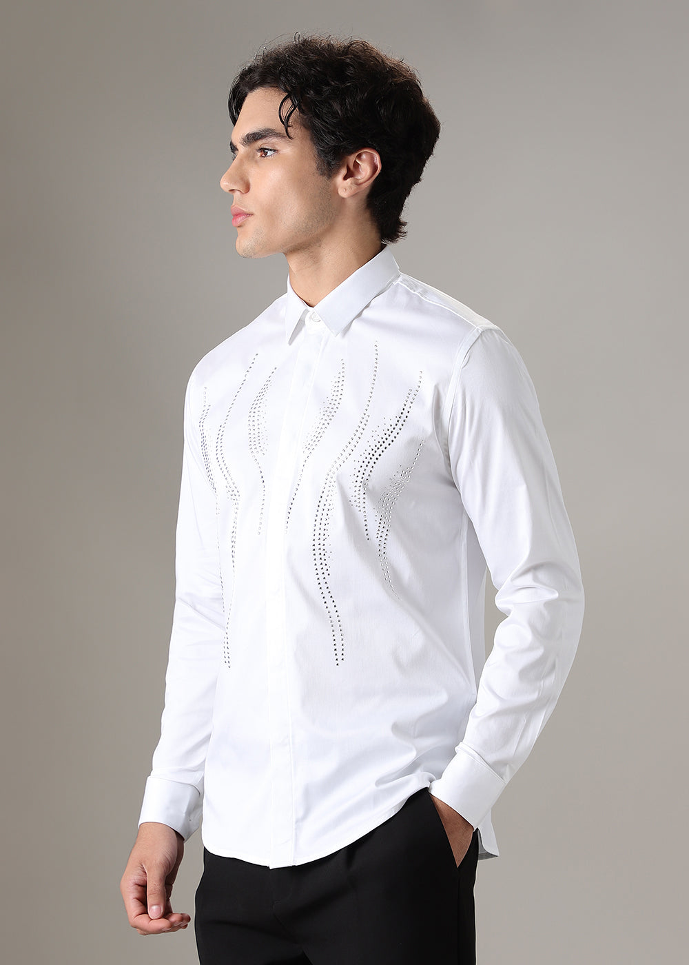 White Luxe Sparkler Designer Shirt