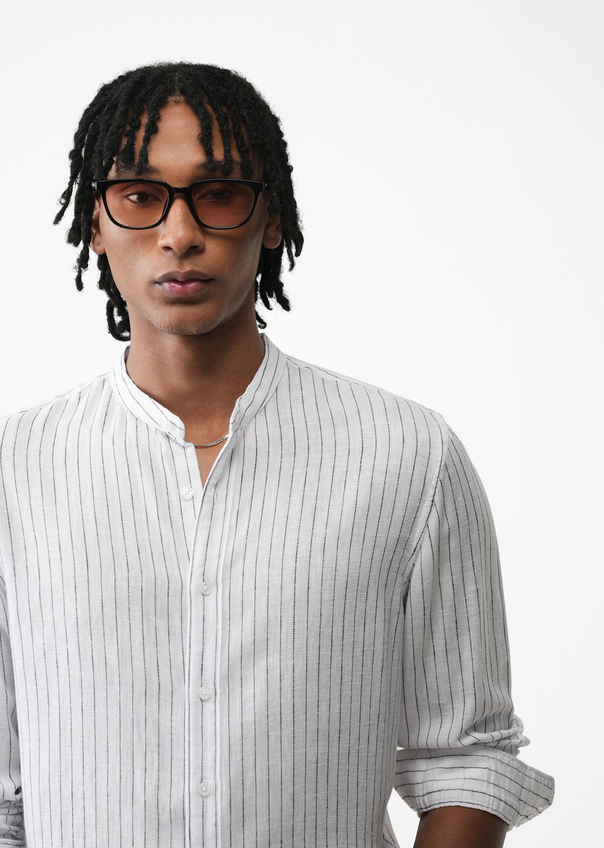 White Lyocell Cotton Pinstripe Shirt
