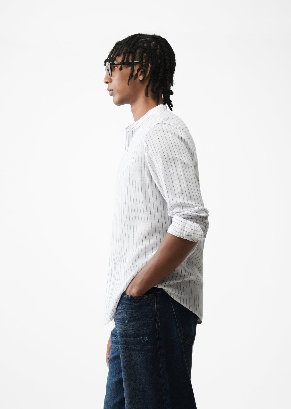 White Lyocell Cotton Pinstripe Shirt