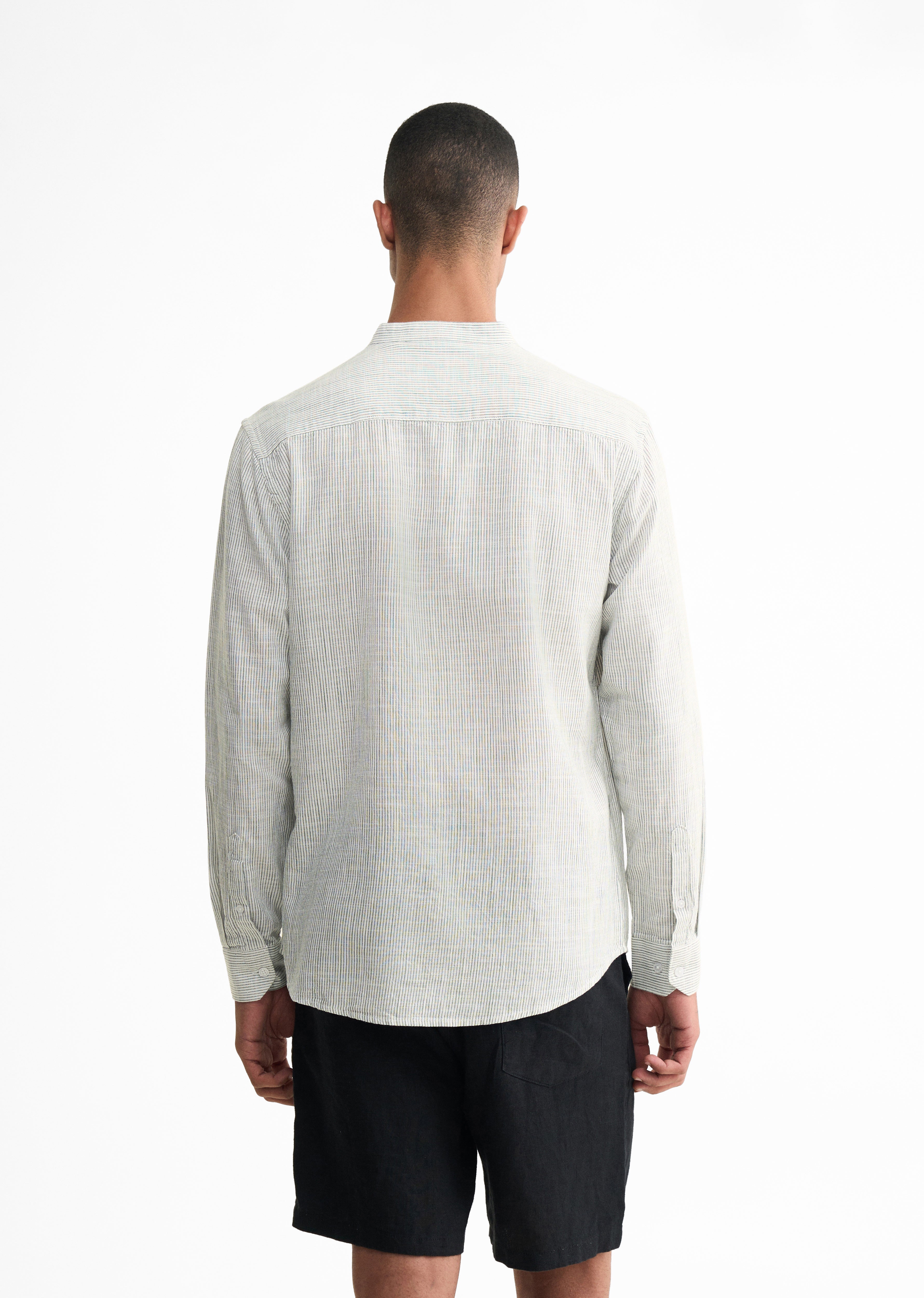 White Lyocell Cotton Stripe Shirt