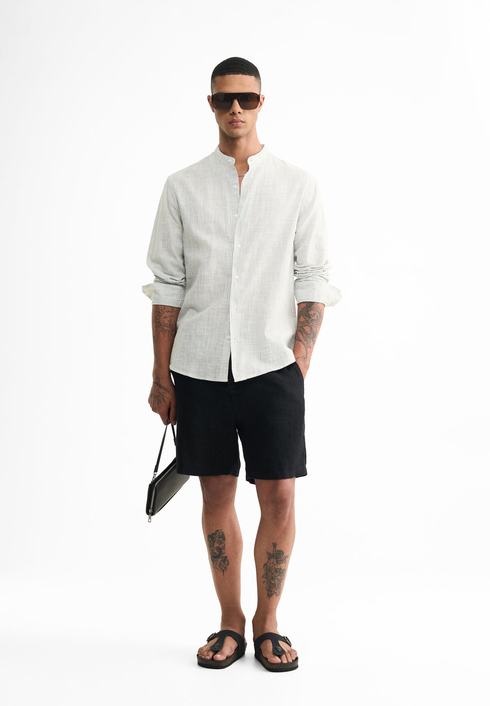 White Lyocell Cotton Stripe Shirt