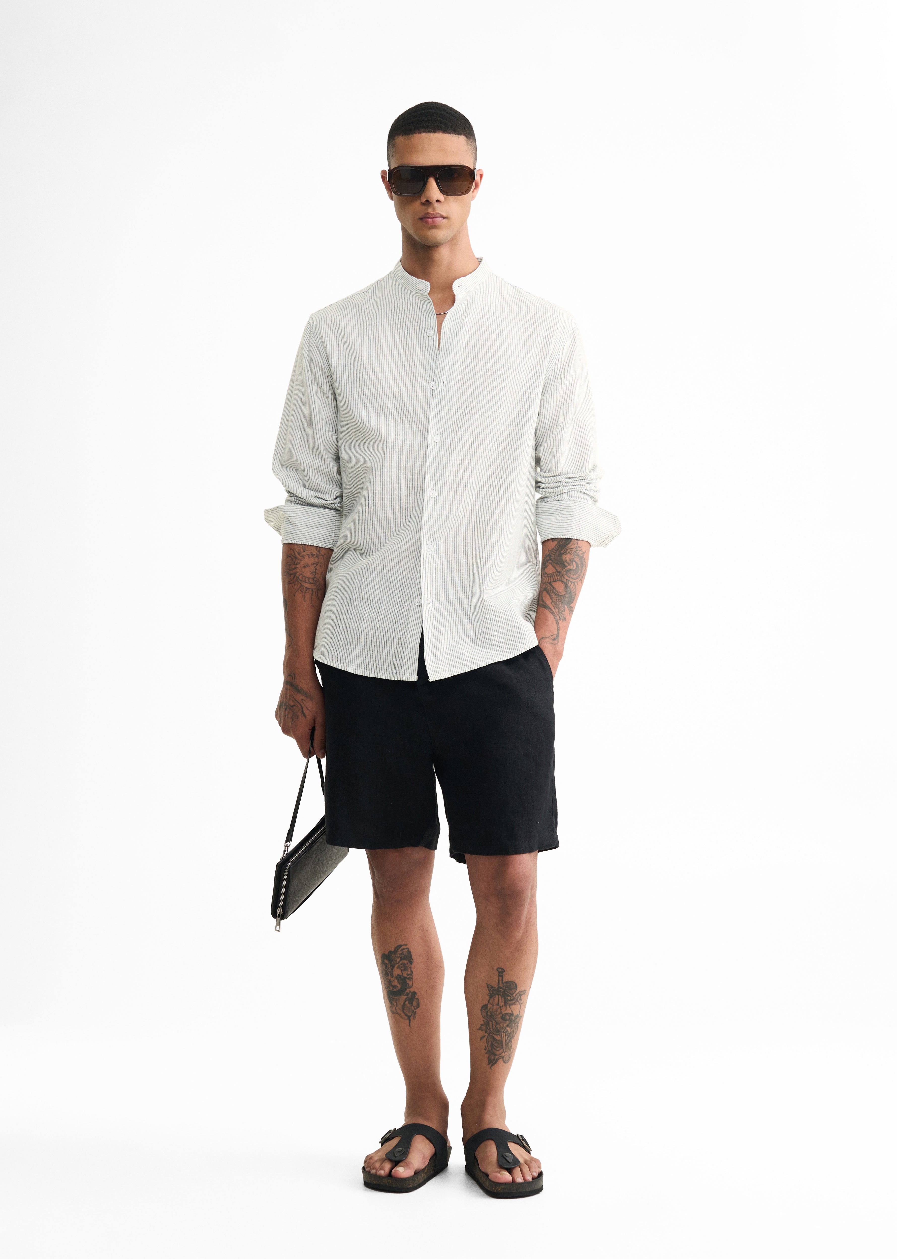 White Lyocell Cotton Stripe Shirt