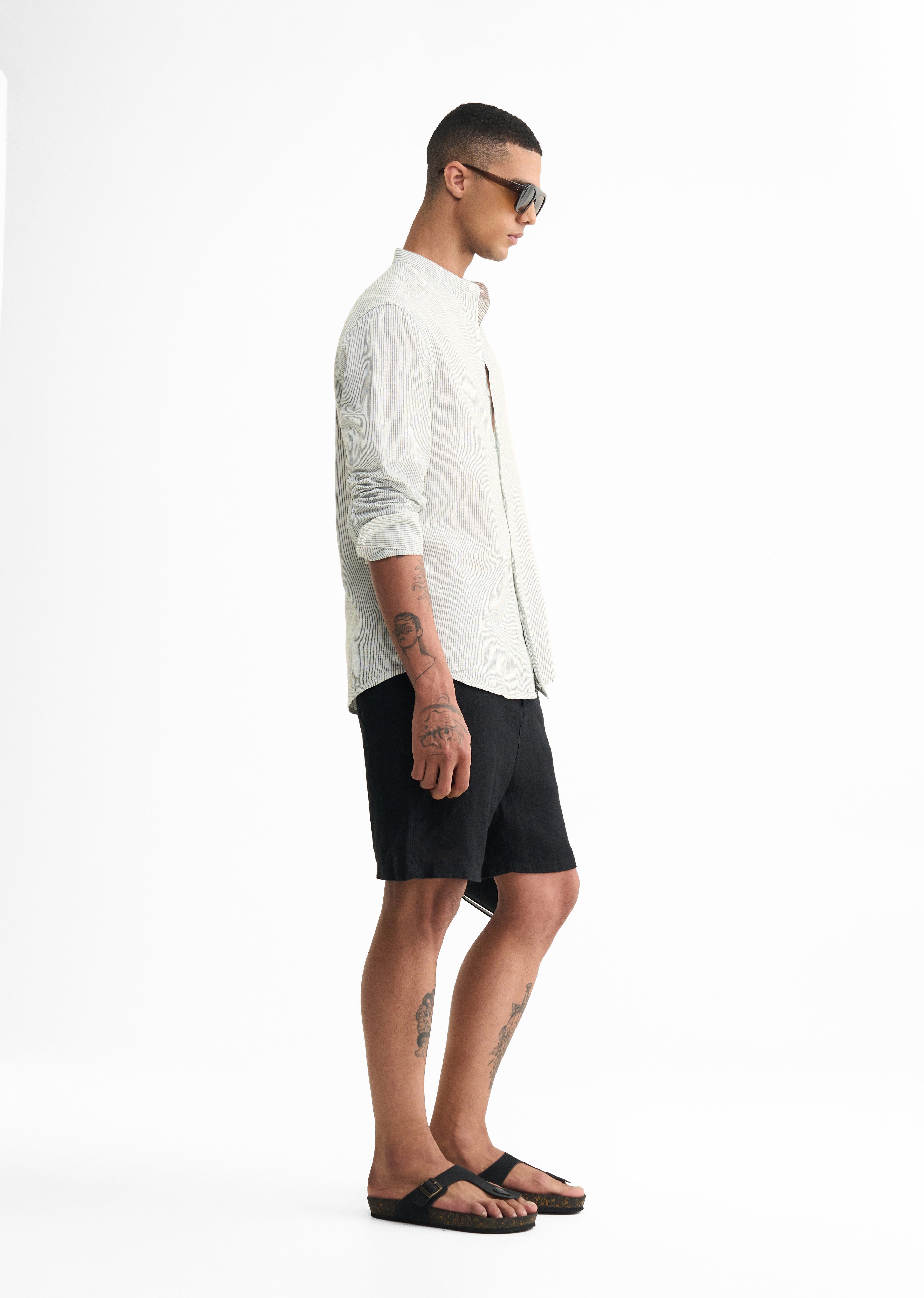 White Lyocell Cotton Stripe Shirt