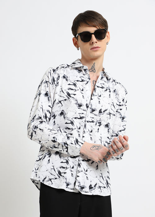 White Marble Printed Shirt