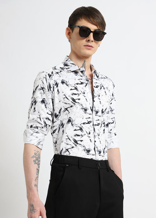 White Marble Printed Shirt