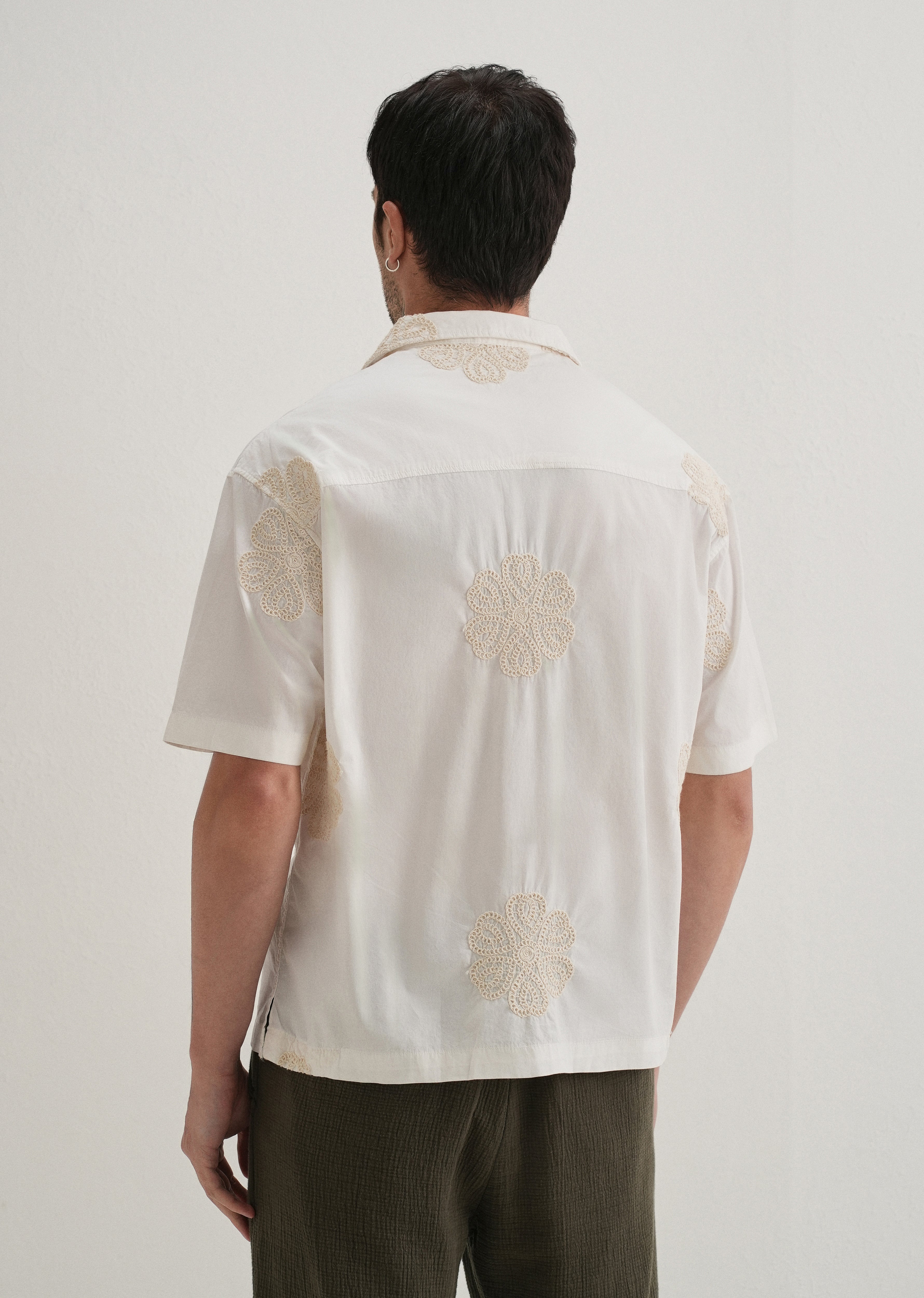 White Medallion Embroidered Shirt