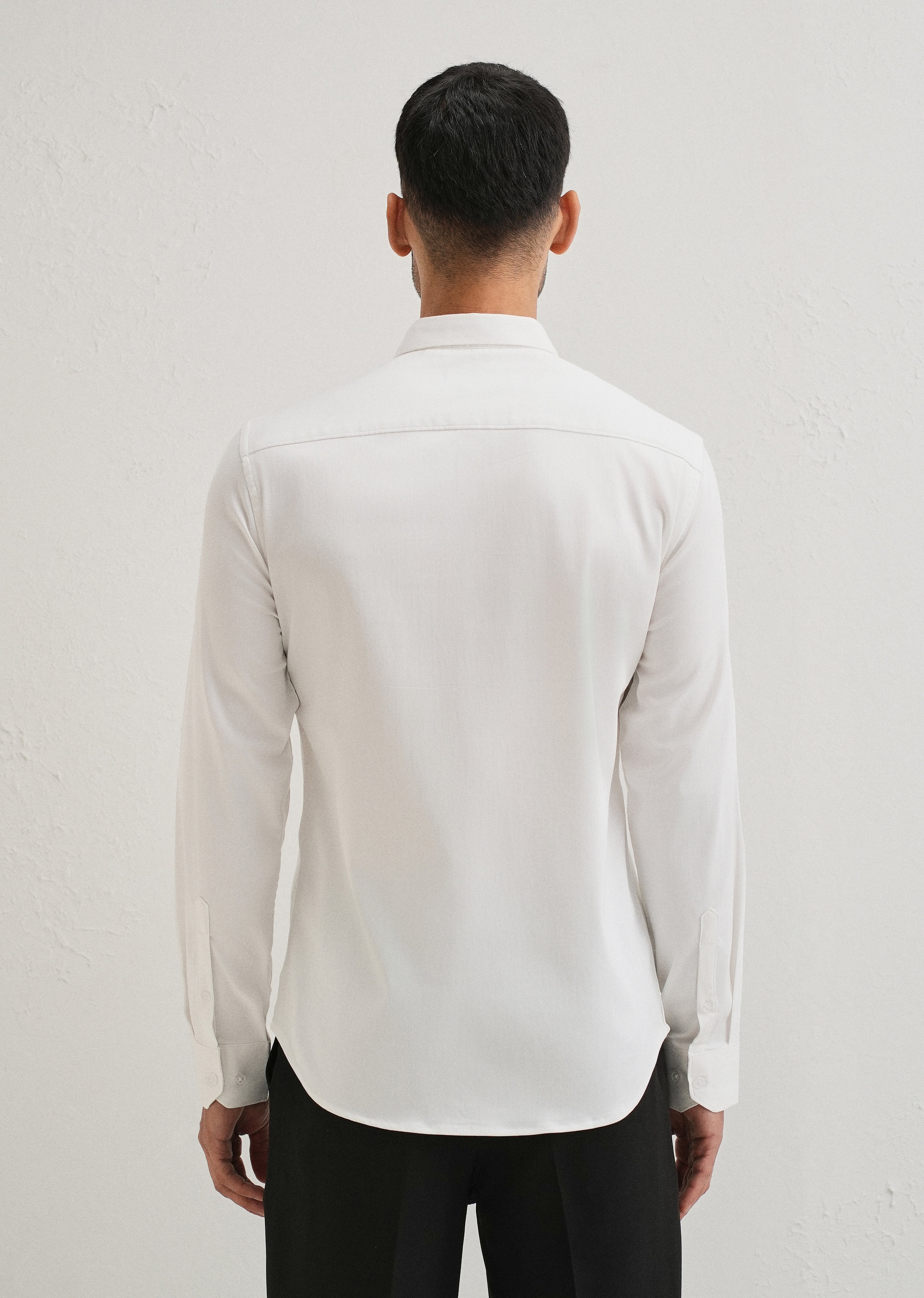 White Metallic Stripe Designer Shirt