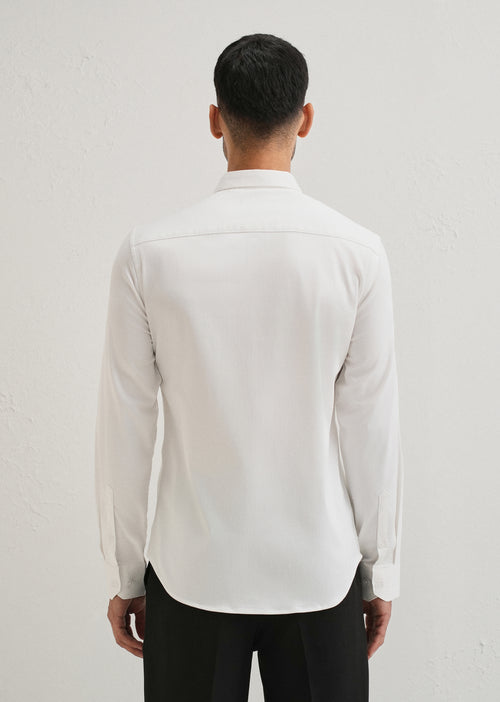 White Metallic Stripe Designer Shirt