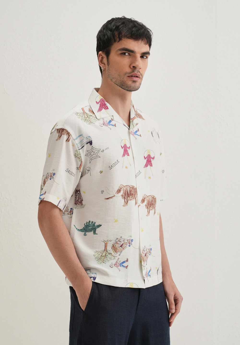 White Multi Graphic Printed Shirt