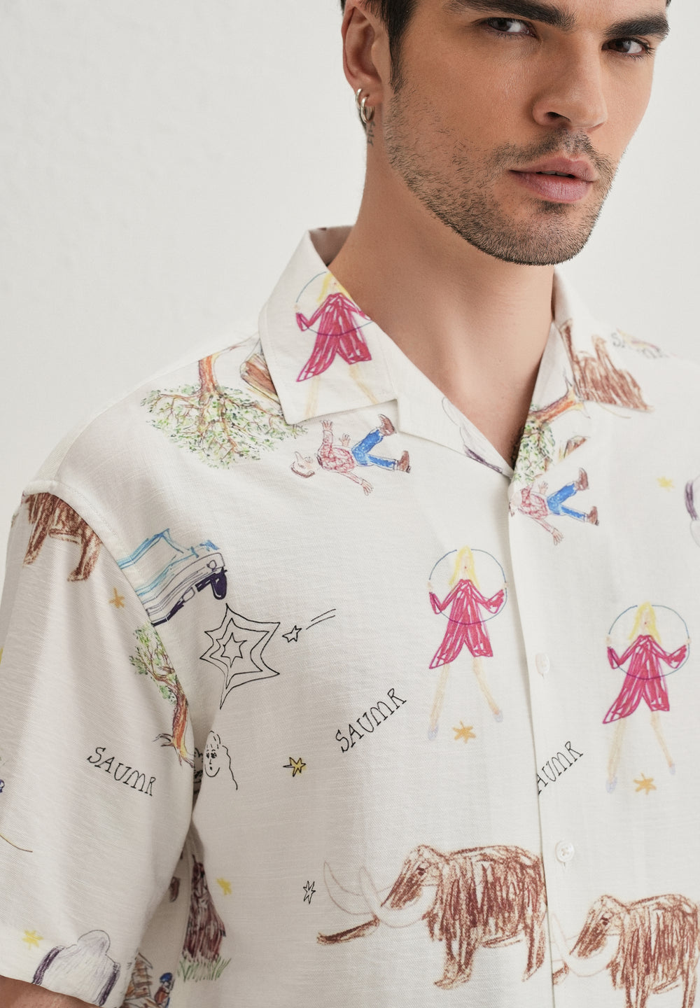 White Multi Graphic Printed Shirt