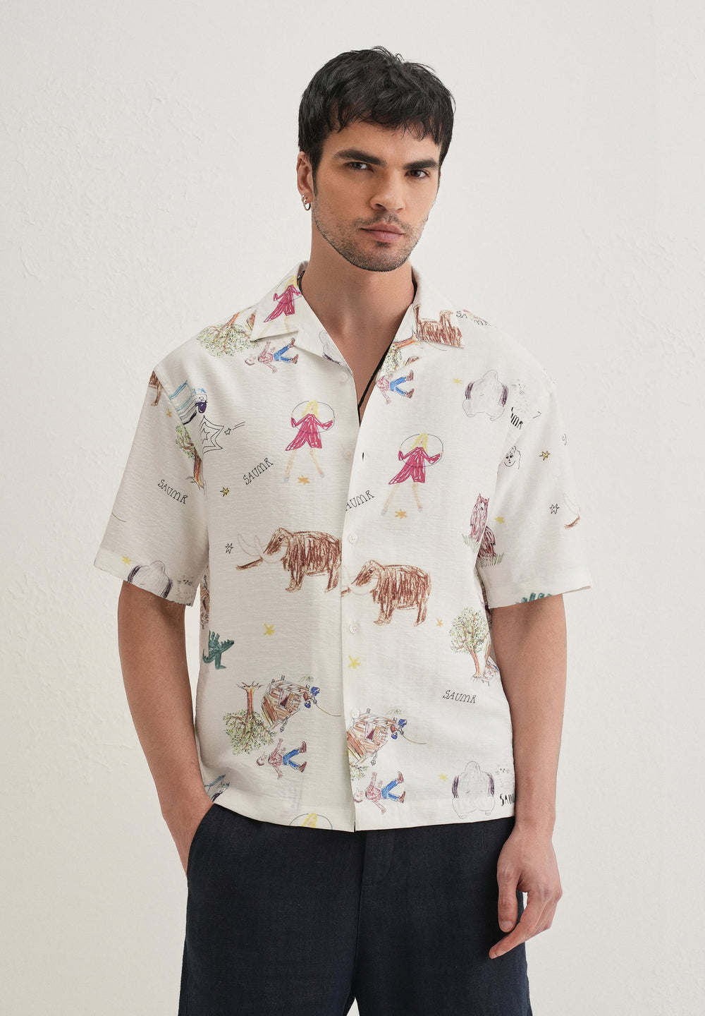 White Multi Graphic Printed Shirt