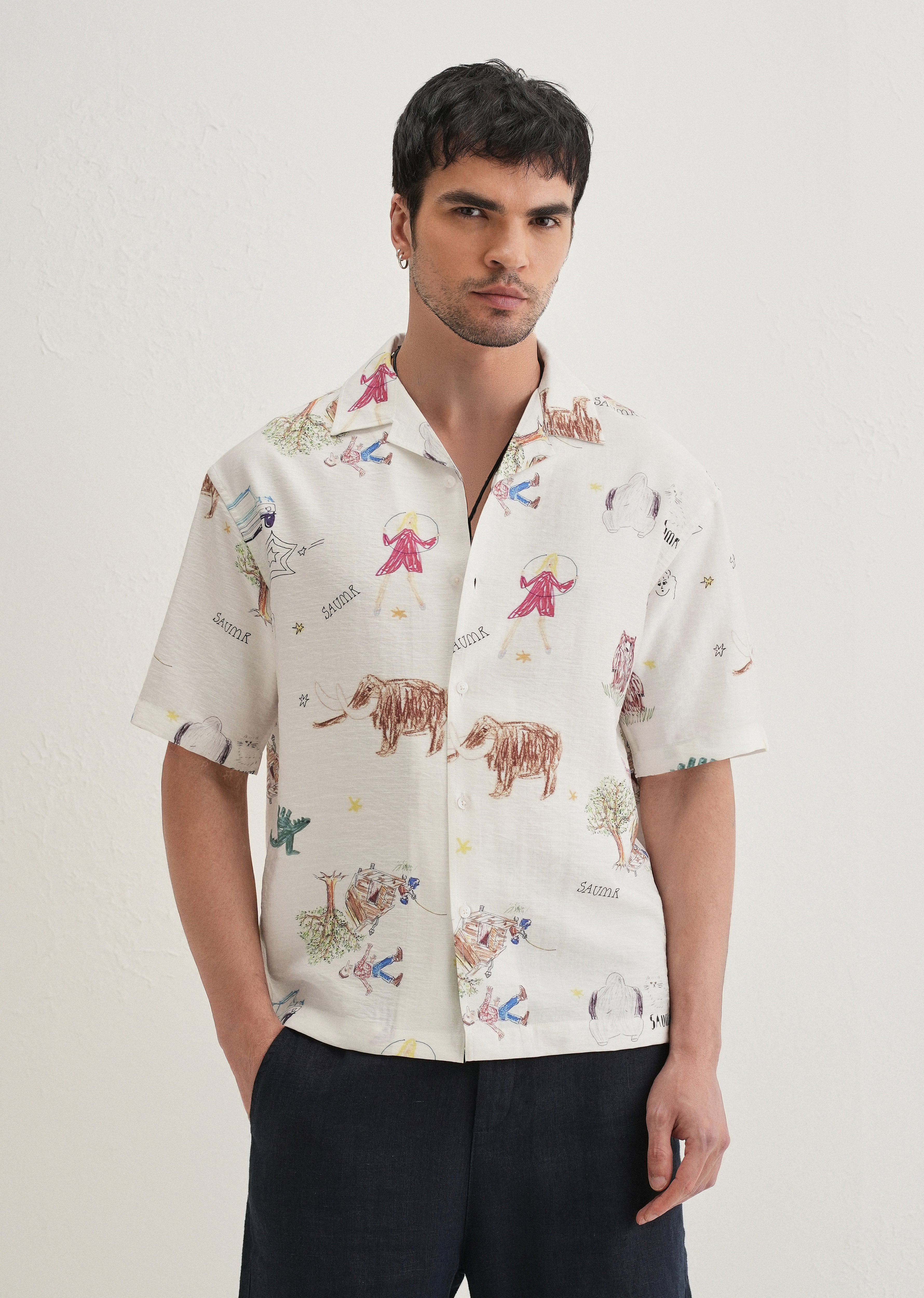 White Multi Graphic Printed Shirt