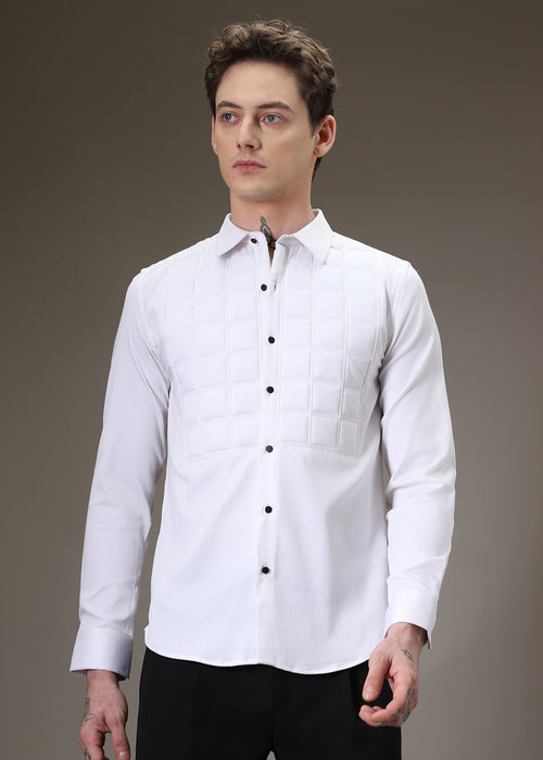 White Padded Check Shirt