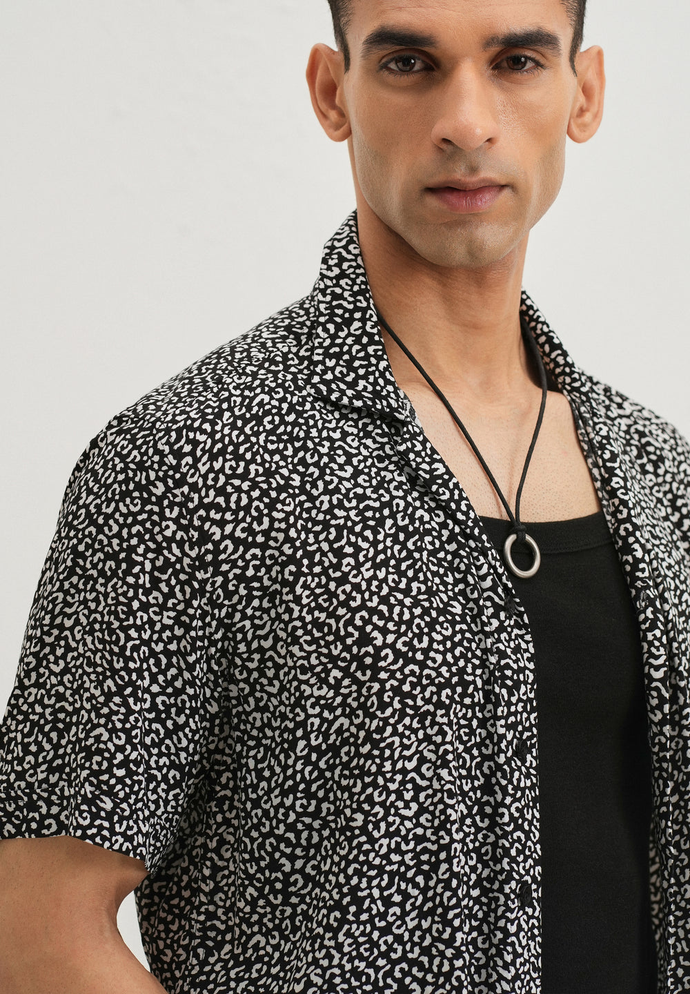 White Panthera Print Half sleeve shirt