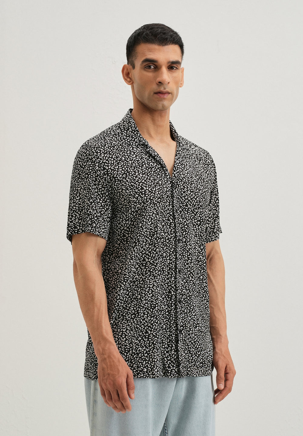 White Panthera Print Half sleeve shirt