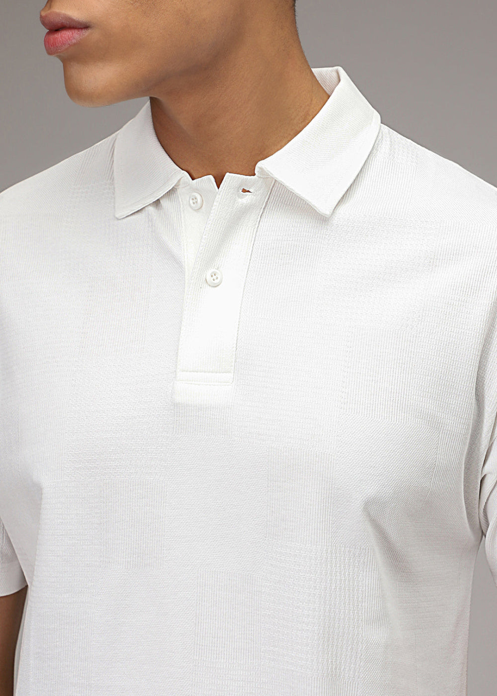 White Patterned Polo T-shirt