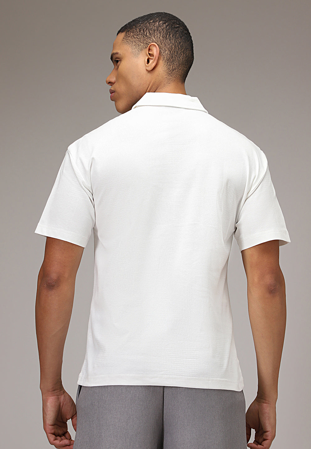 White Patterned Polo T-shirt
