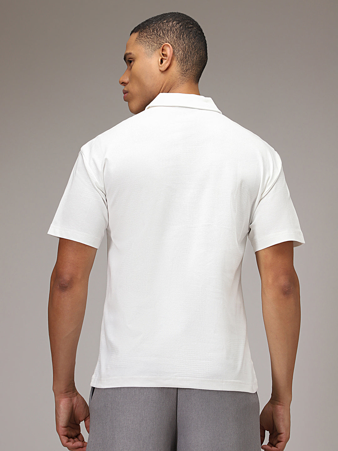 White Patterned Polo T-shirt