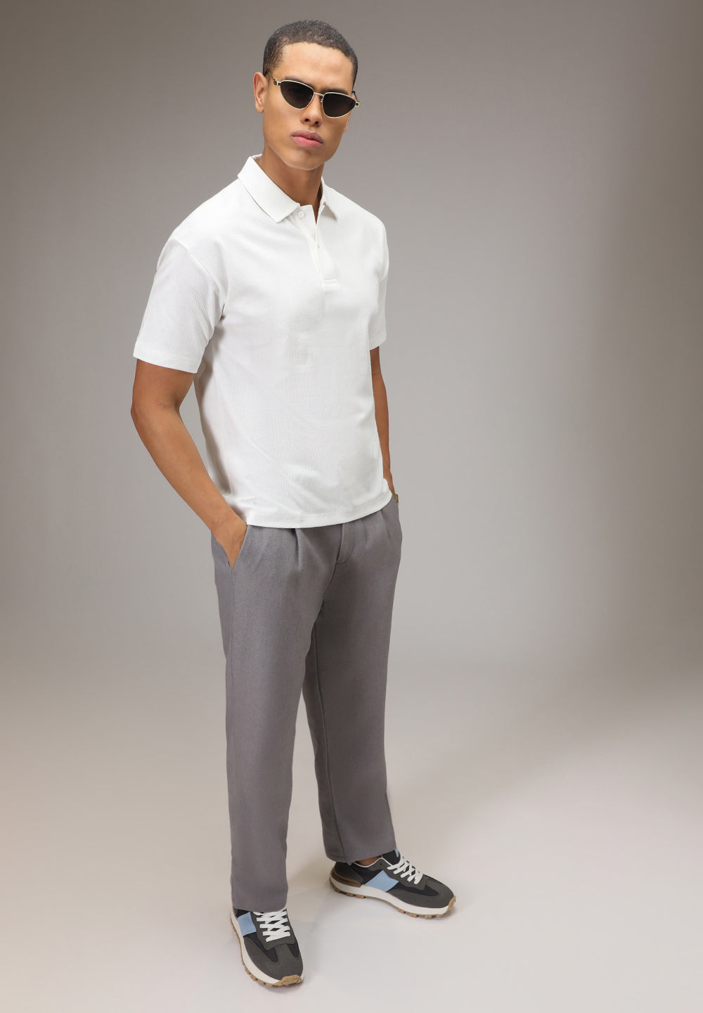 White Patterned Polo T-shirt