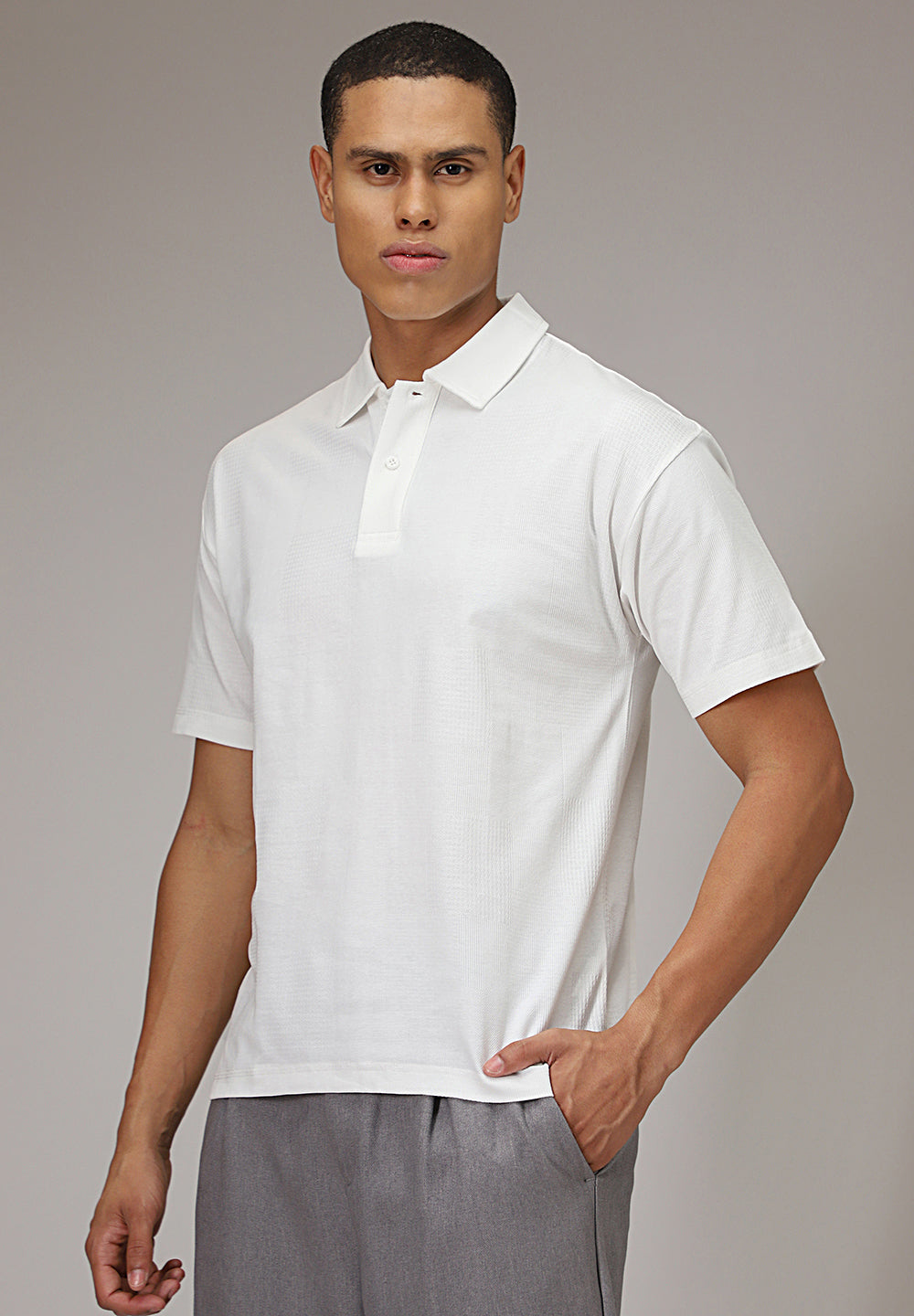 White Patterned Polo T-shirt