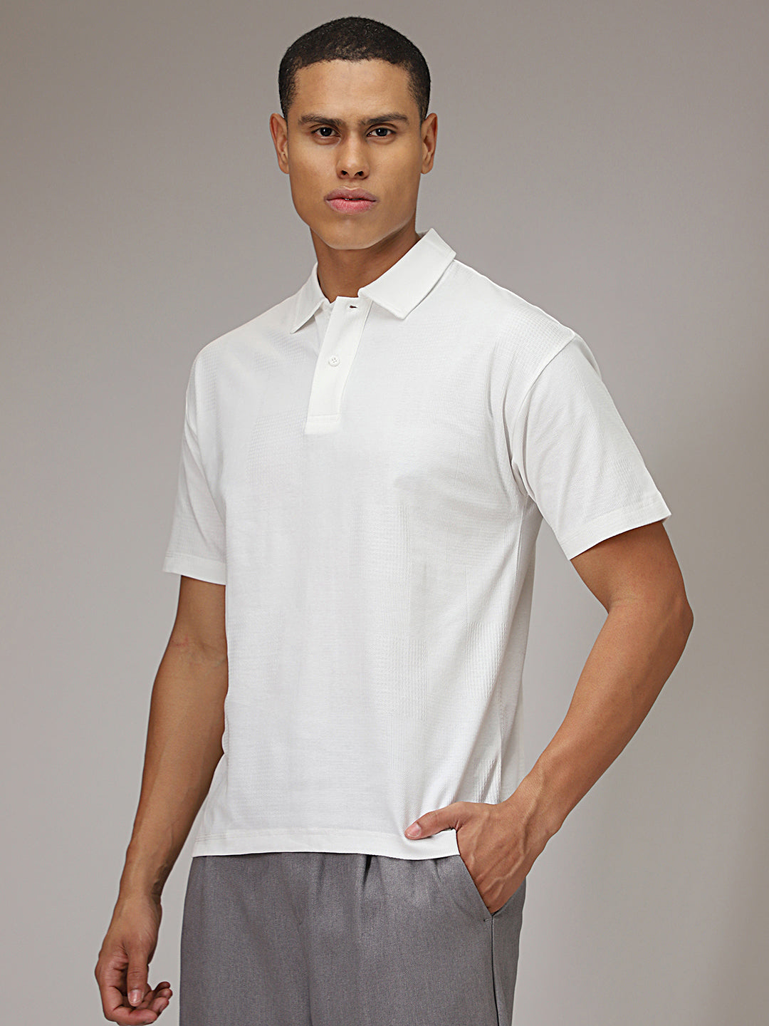 White Patterned Polo T-shirt