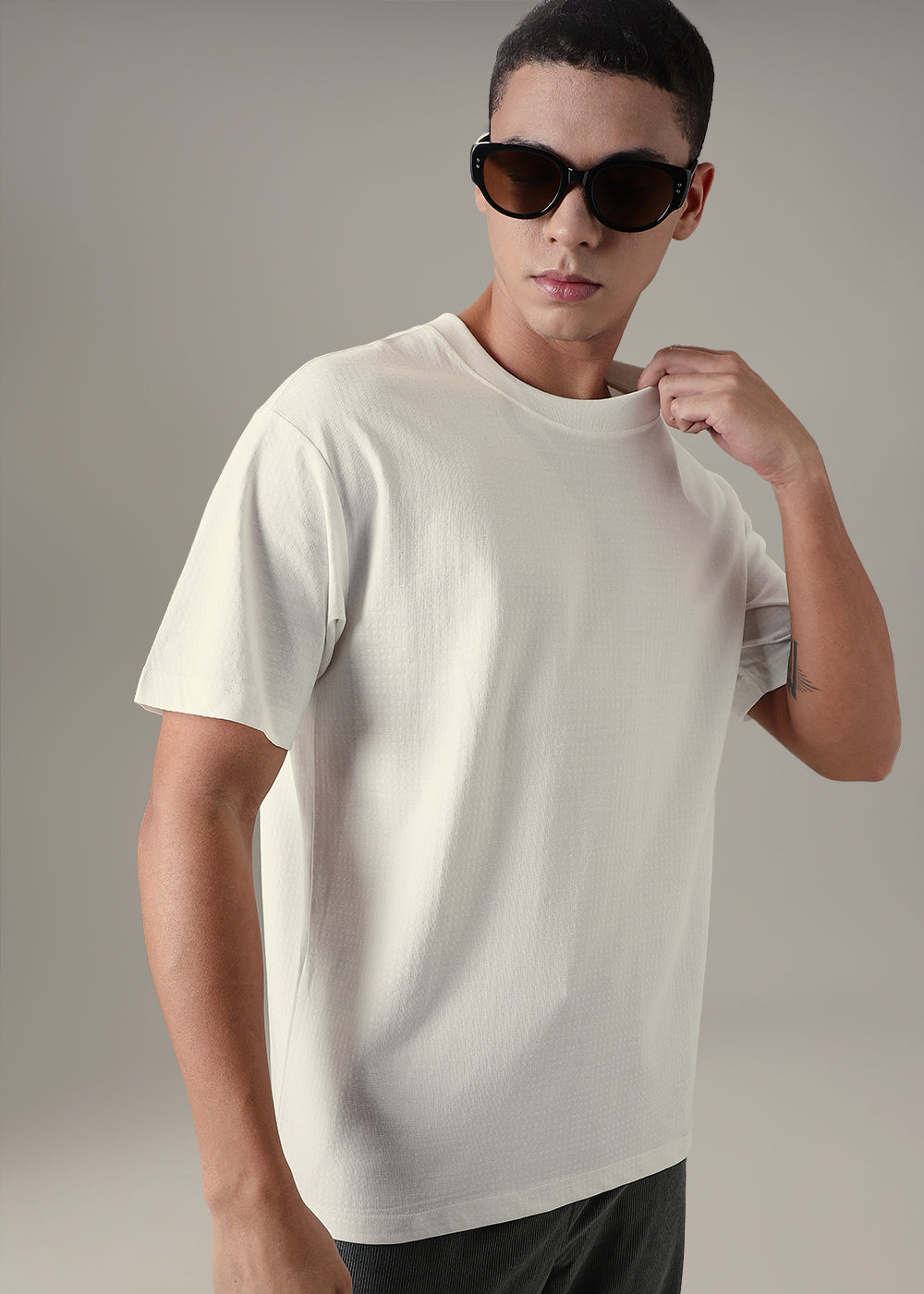 White Patterned Regular T-shirt