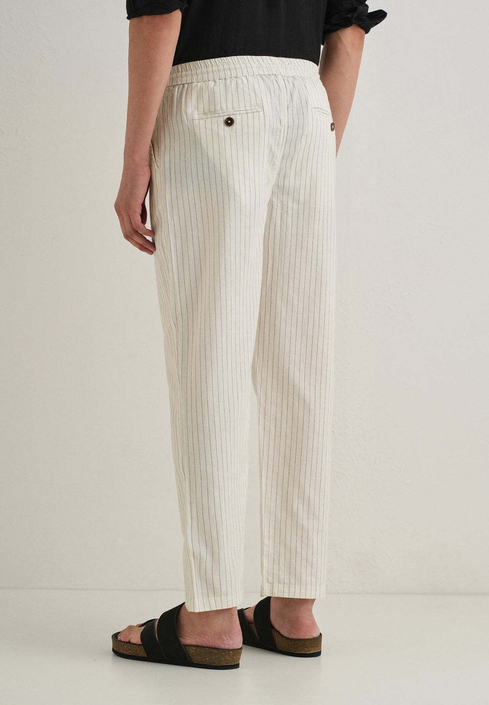 White Pin Cotton Linen Pant