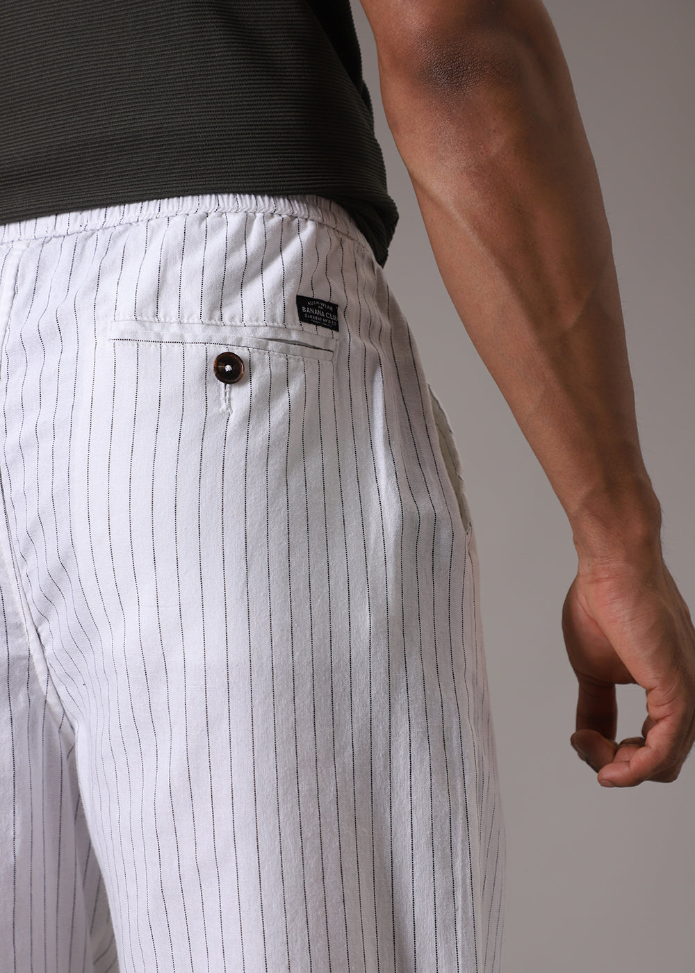 White Pin Striped Linen Pant