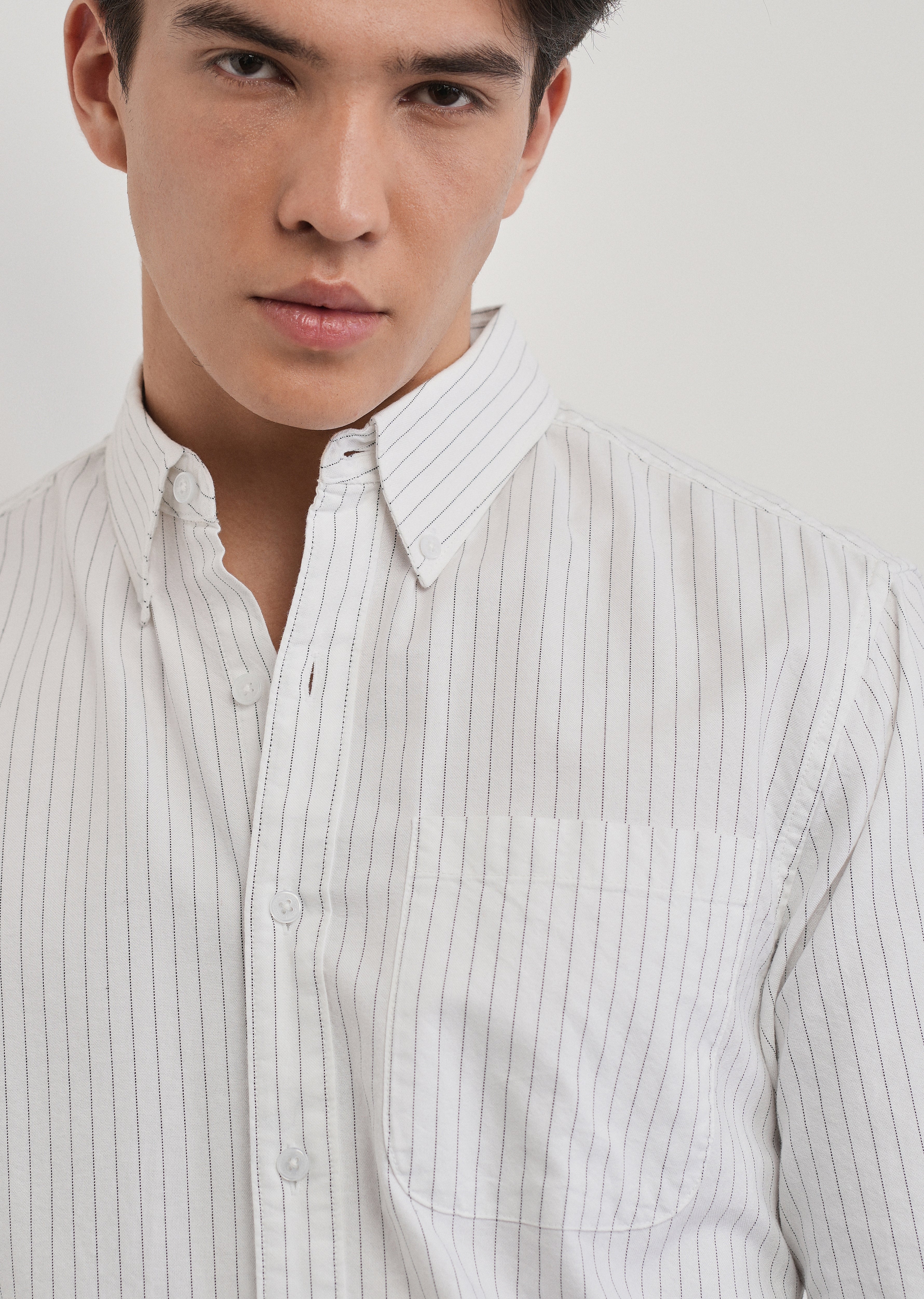 White Pinstripe Cotton Shirt