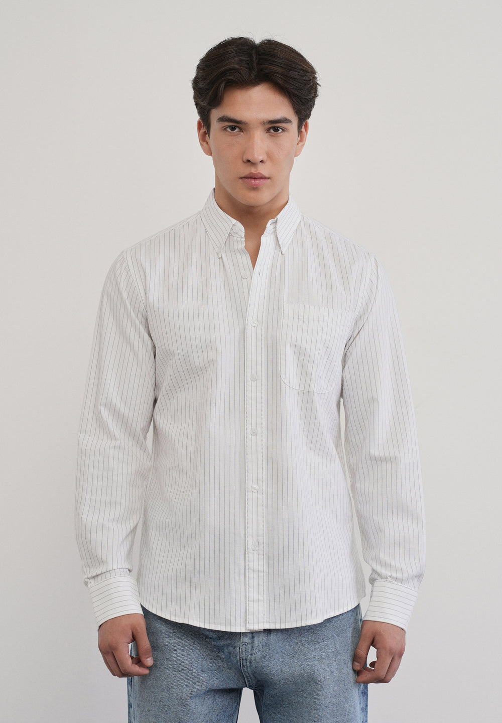 White Pinstripe Cotton Shirt
