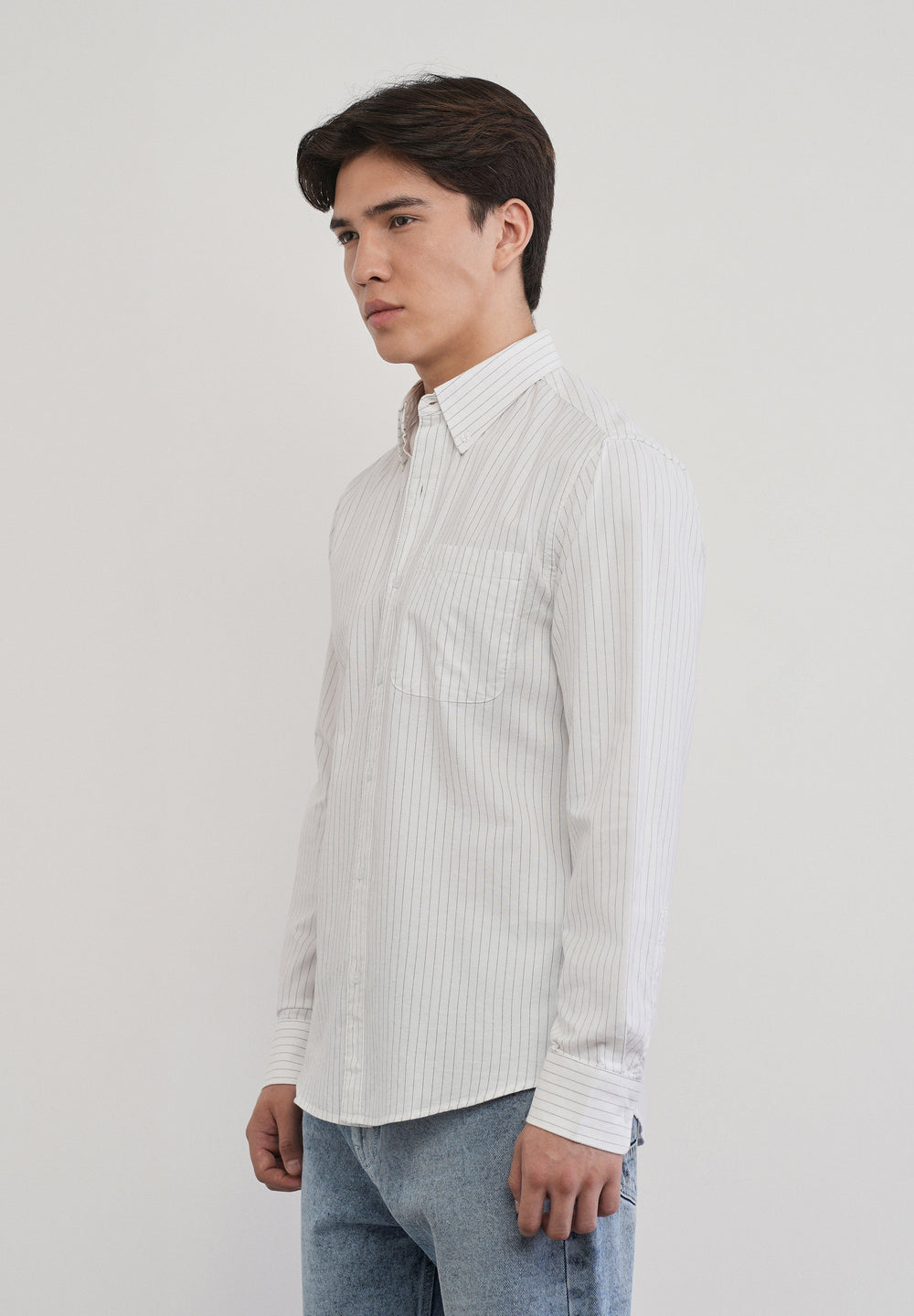 White Pinstripe Cotton Shirt