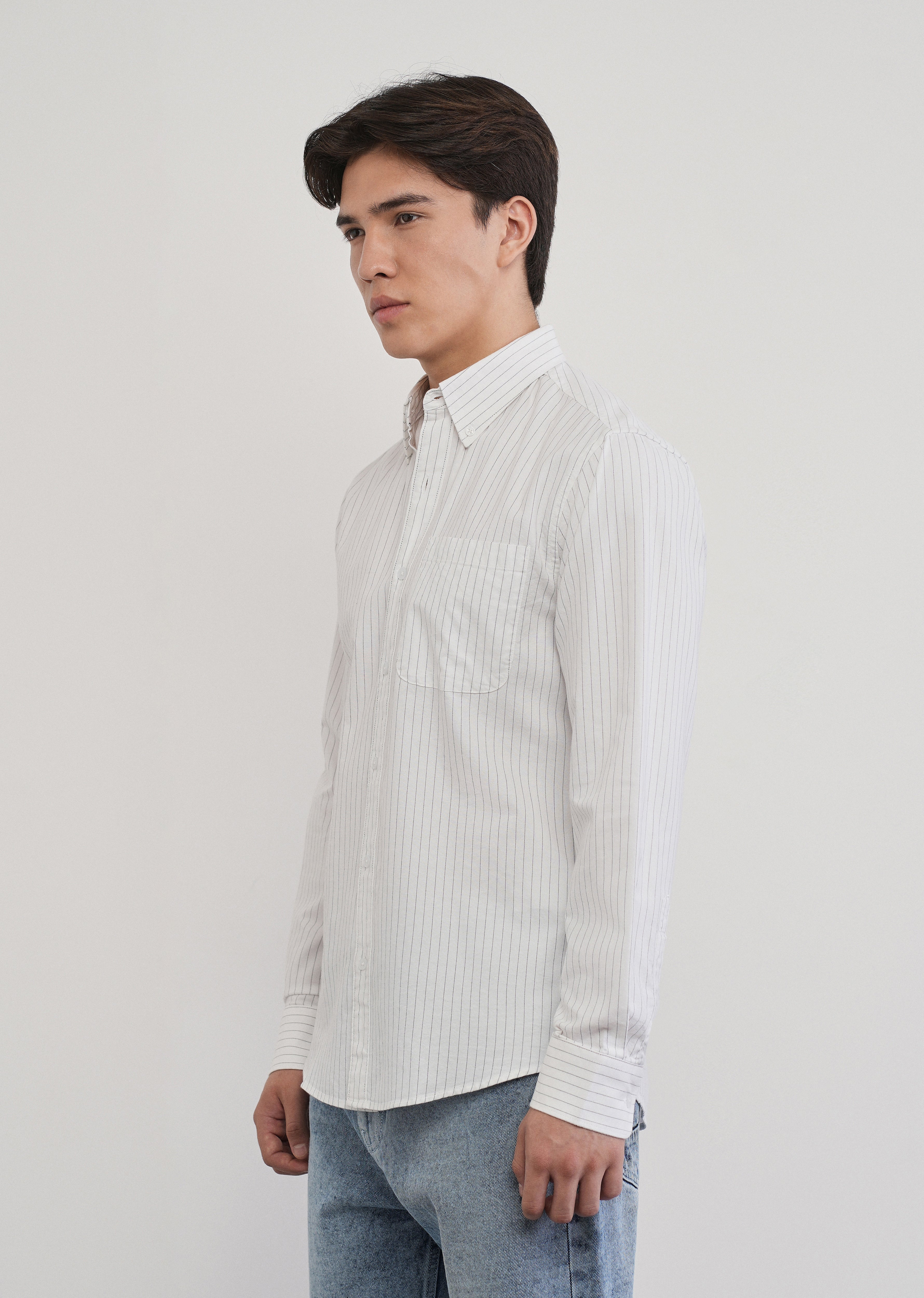 White Pinstripe Cotton Shirt