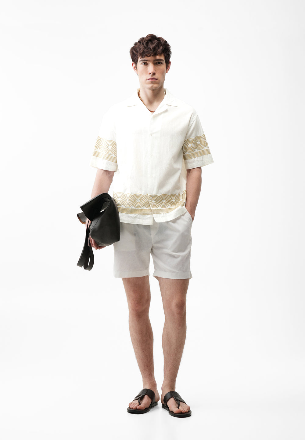 White Placement Embroidery Shirt