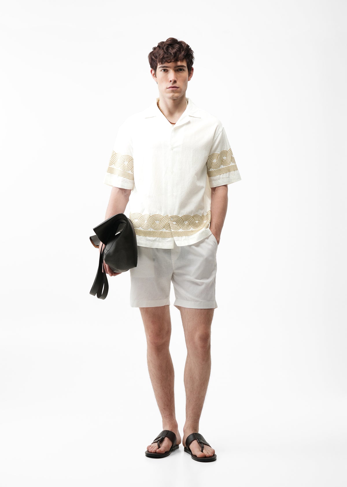 White Placement Embroidery Shirt