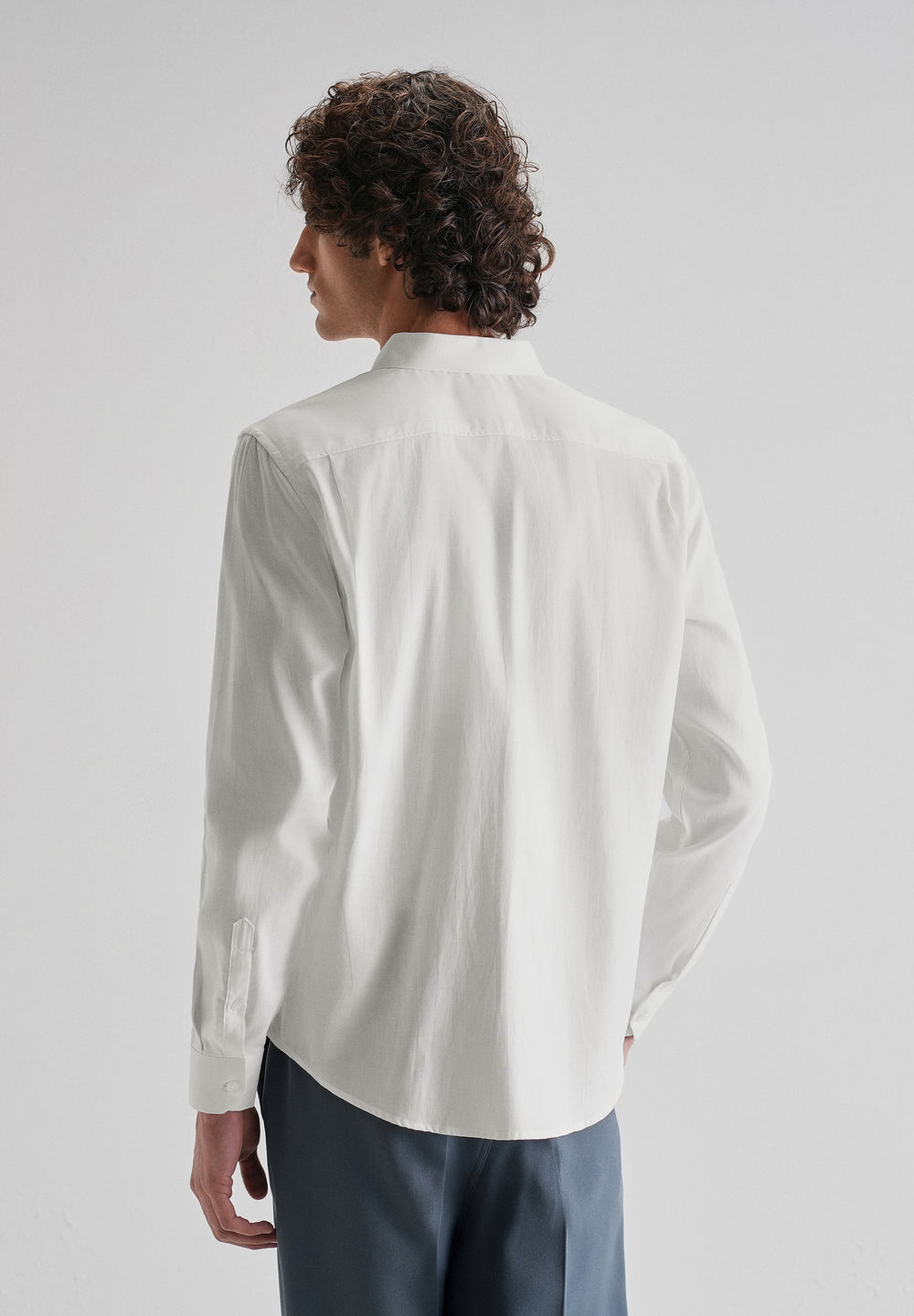 White Plain Blended Cotton Regular Fit Shirt