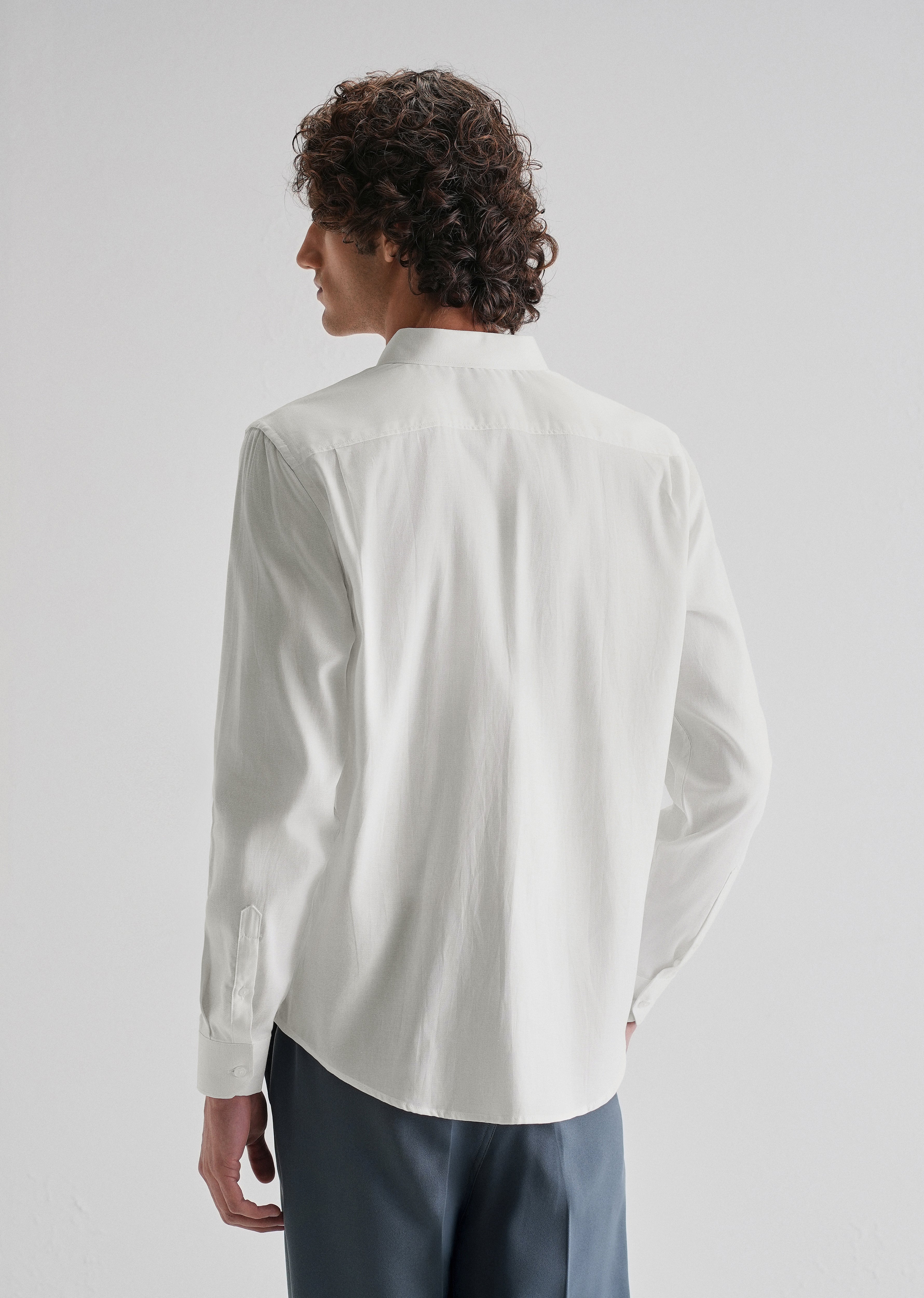 White Plain Blended Cotton Regular Fit Shirt