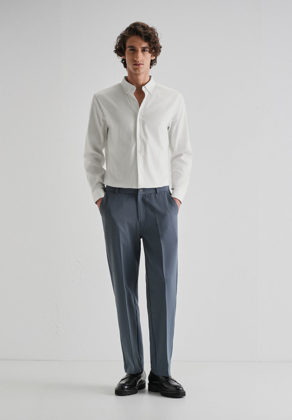 White Plain Blended Cotton Regular Fit Shirt
