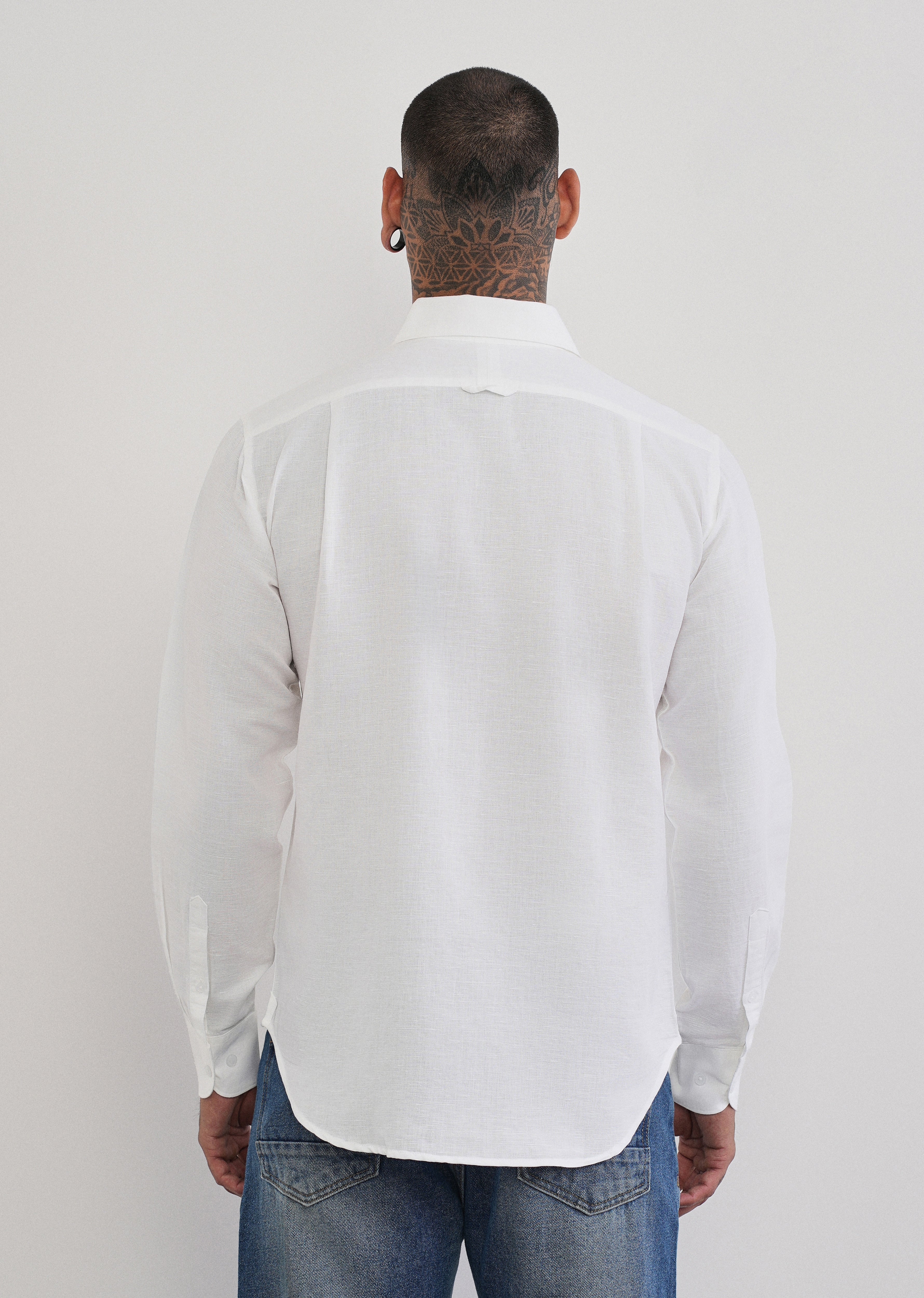White Plain Cotton Linen Shirt