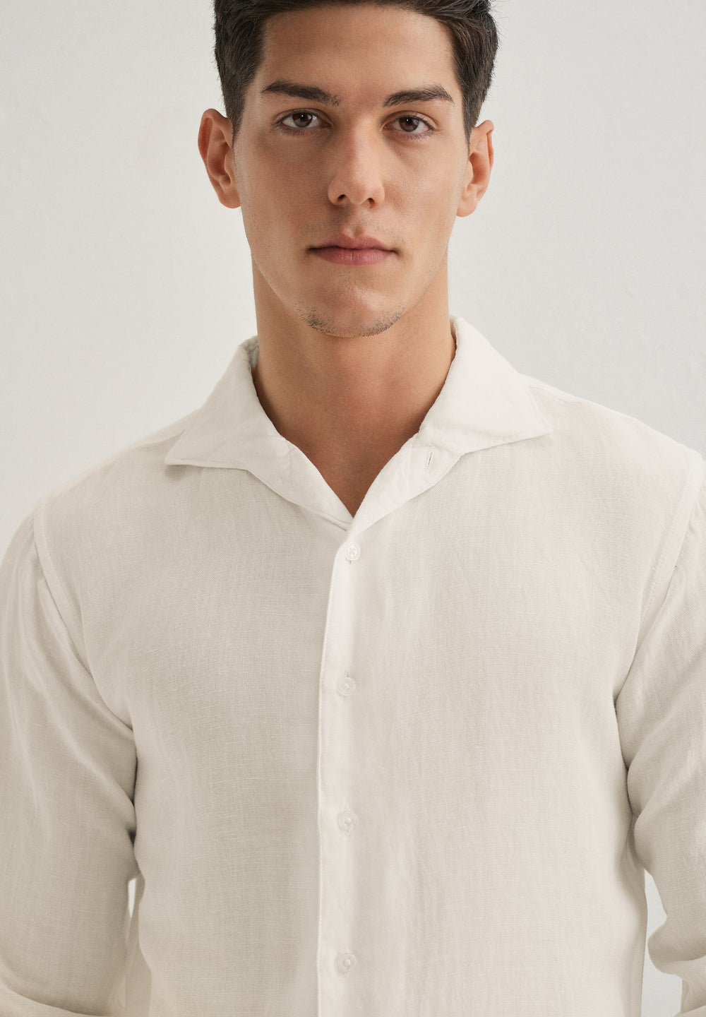 White Plain Linen Viscose Shirt