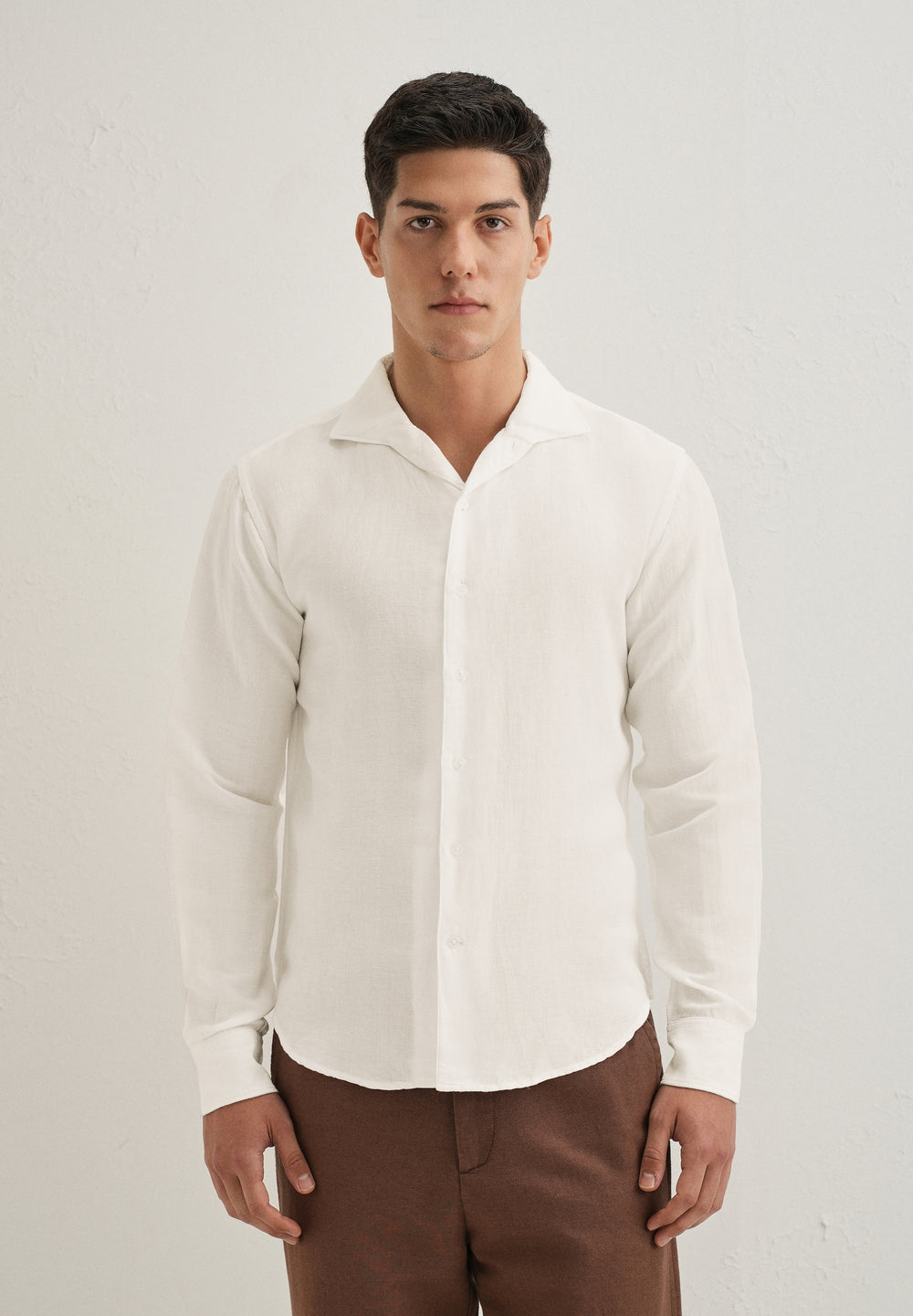 White Plain Linen Viscose Shirt