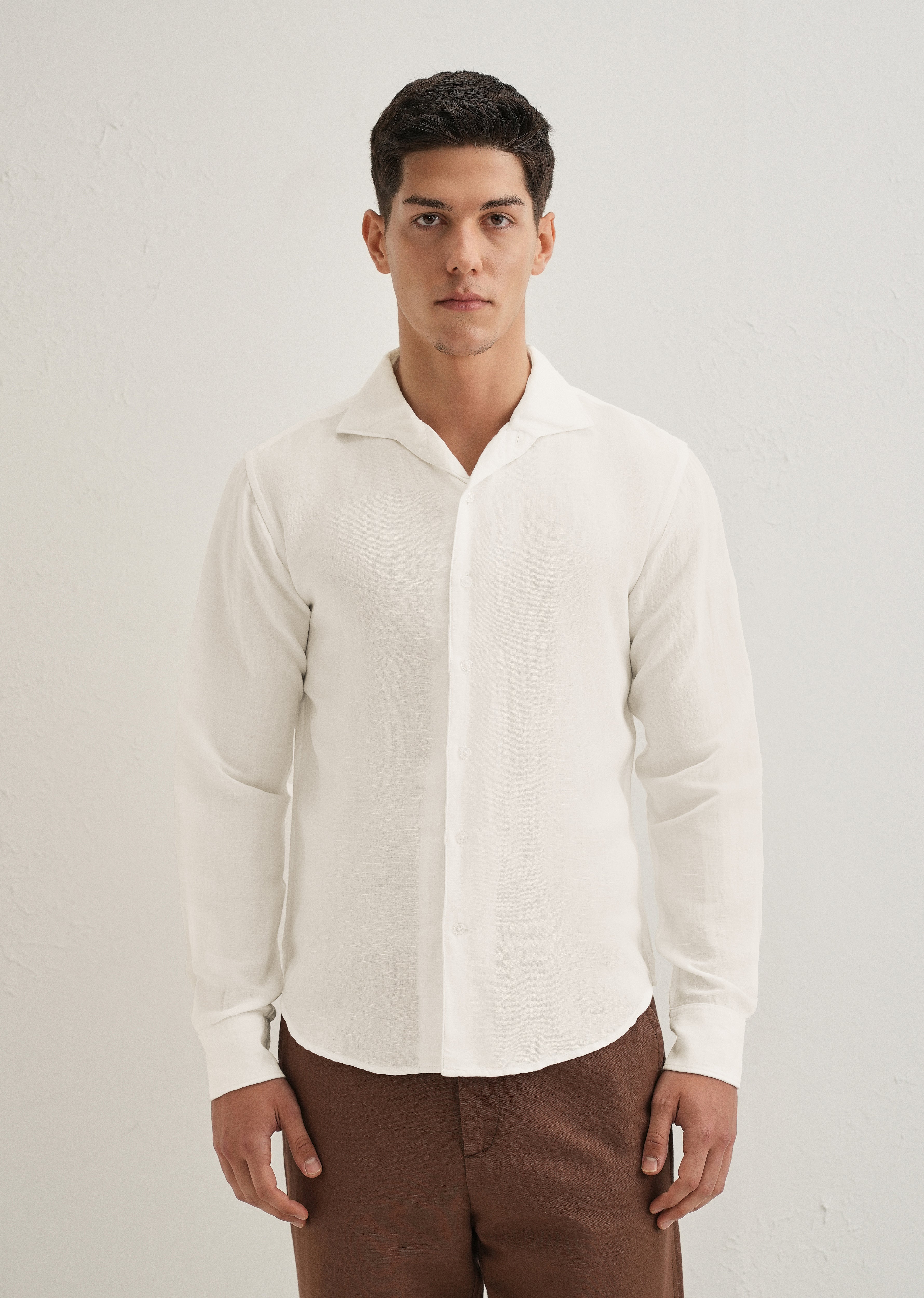 White Plain Linen Viscose Shirt