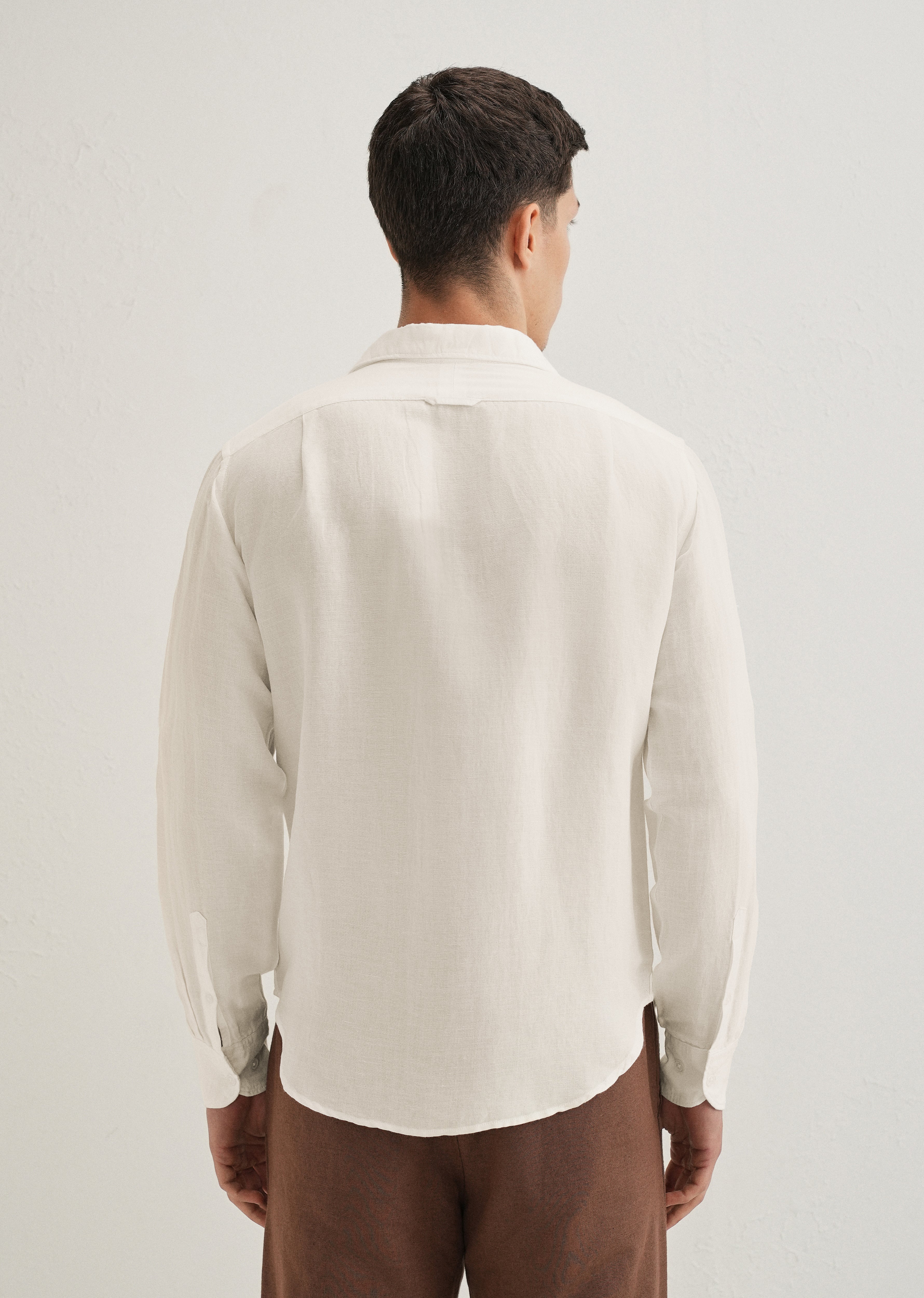 White Plain Linen Viscose Shirt
