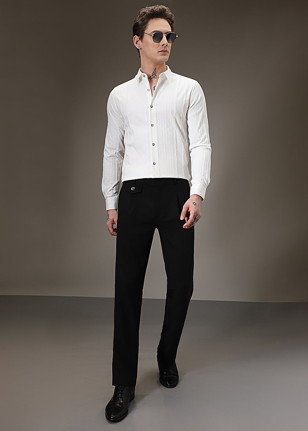 White Pleat Designer Shirt