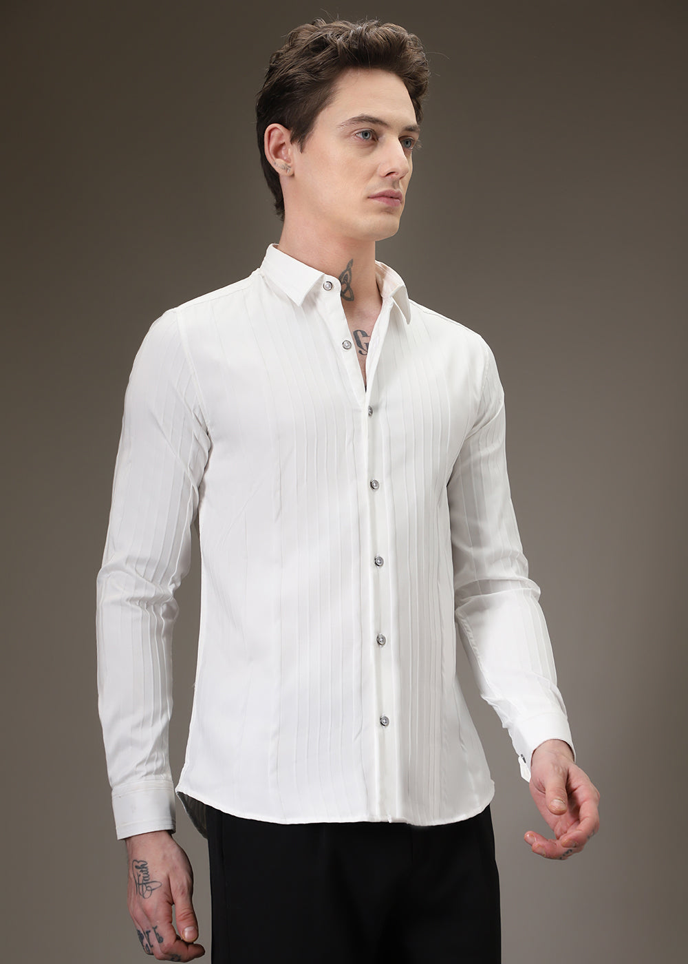 White Pleat Designer Shirt