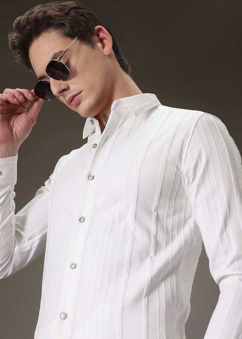 White Pleat Designer Shirt