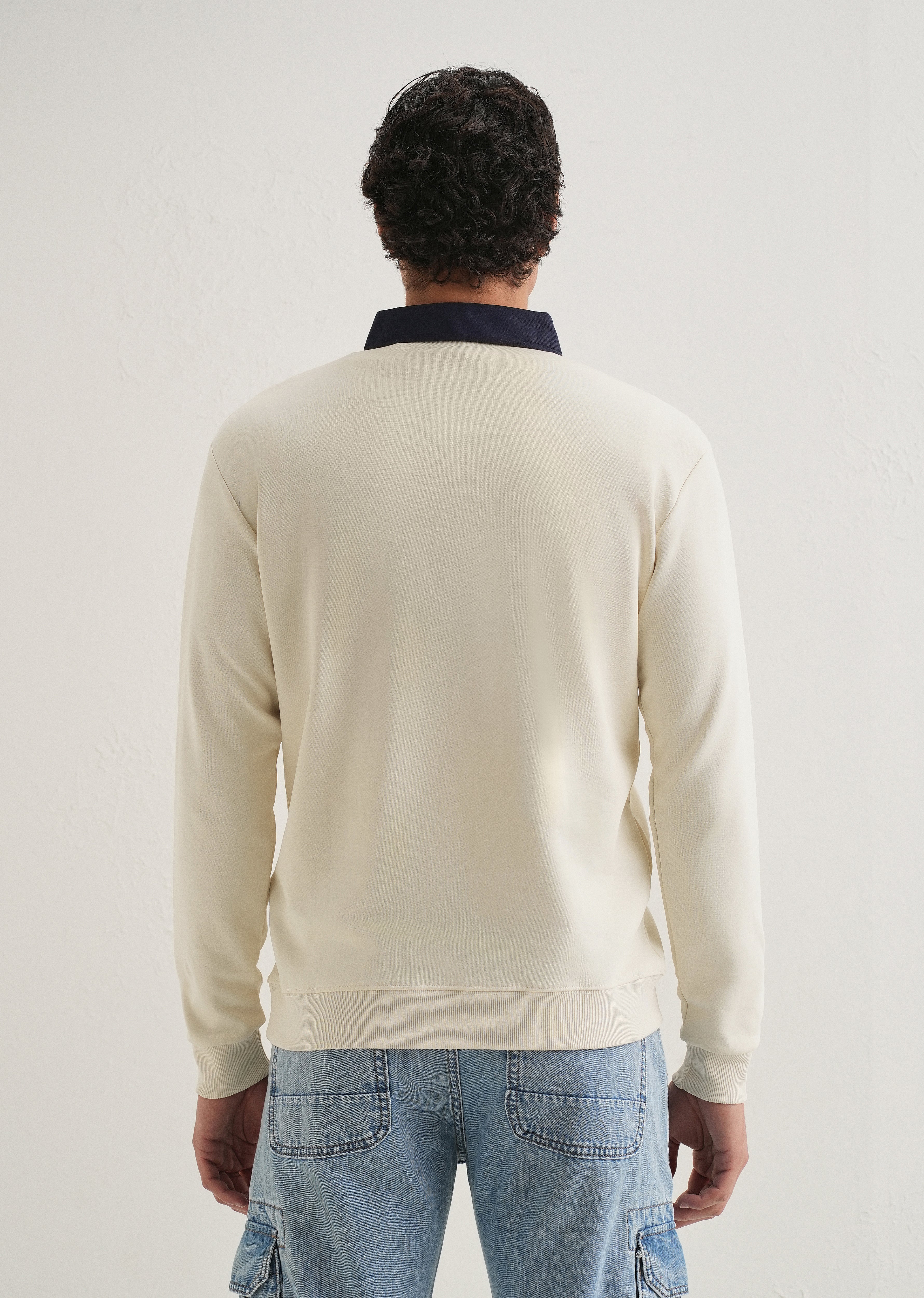 White Polo Knitted Sweatshirt