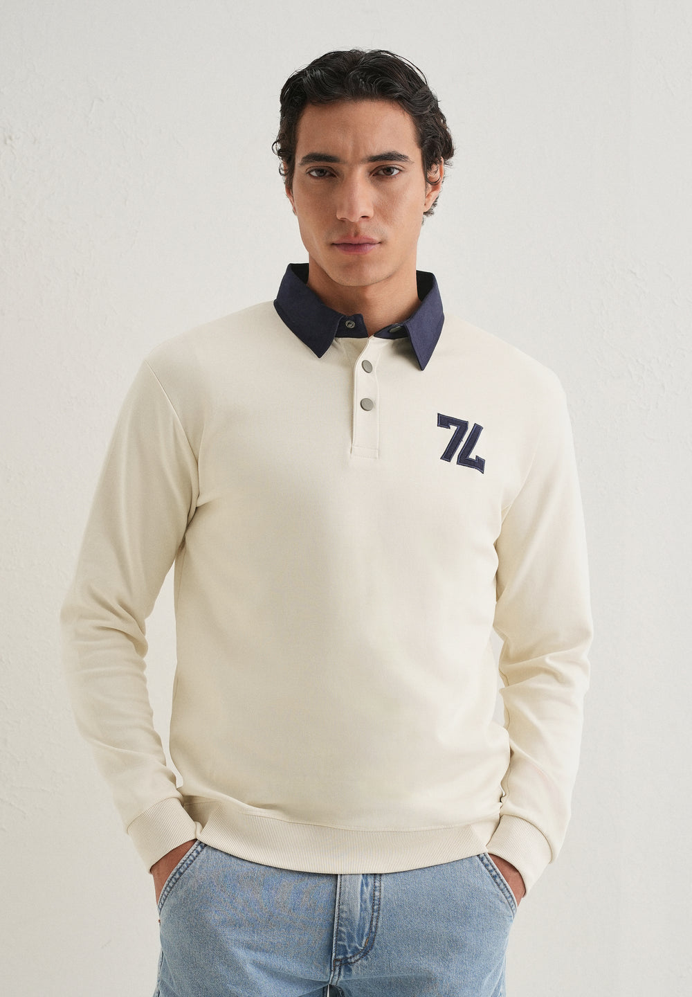 White Polo Knitted Sweatshirt
