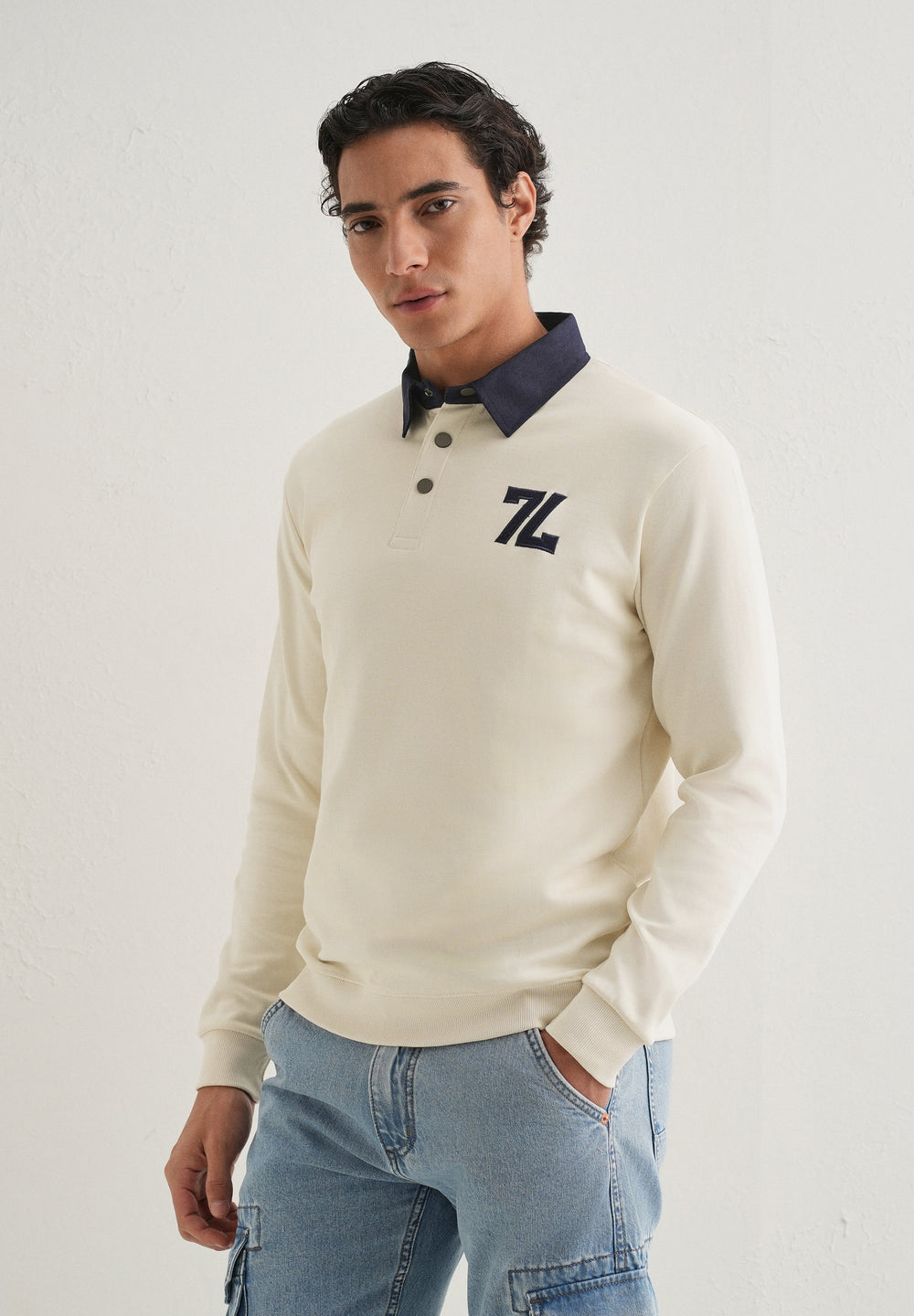 White Polo Knitted Sweatshirt